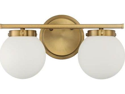 Savoy House Meridian 2-Light Natural Brass Glass Vanity Light