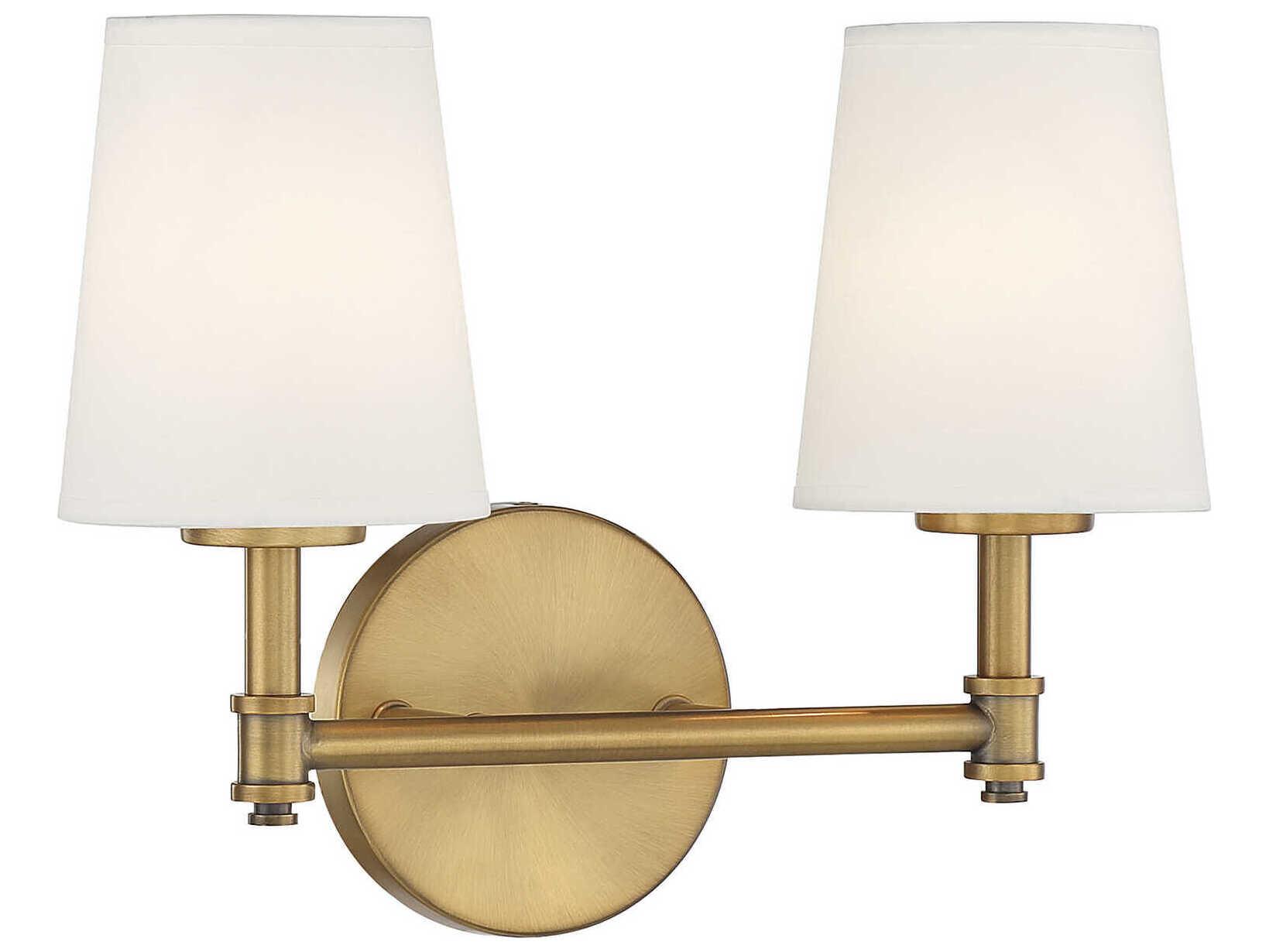 Savoy House Meridian 2-Light Natural Brass Vanity Light