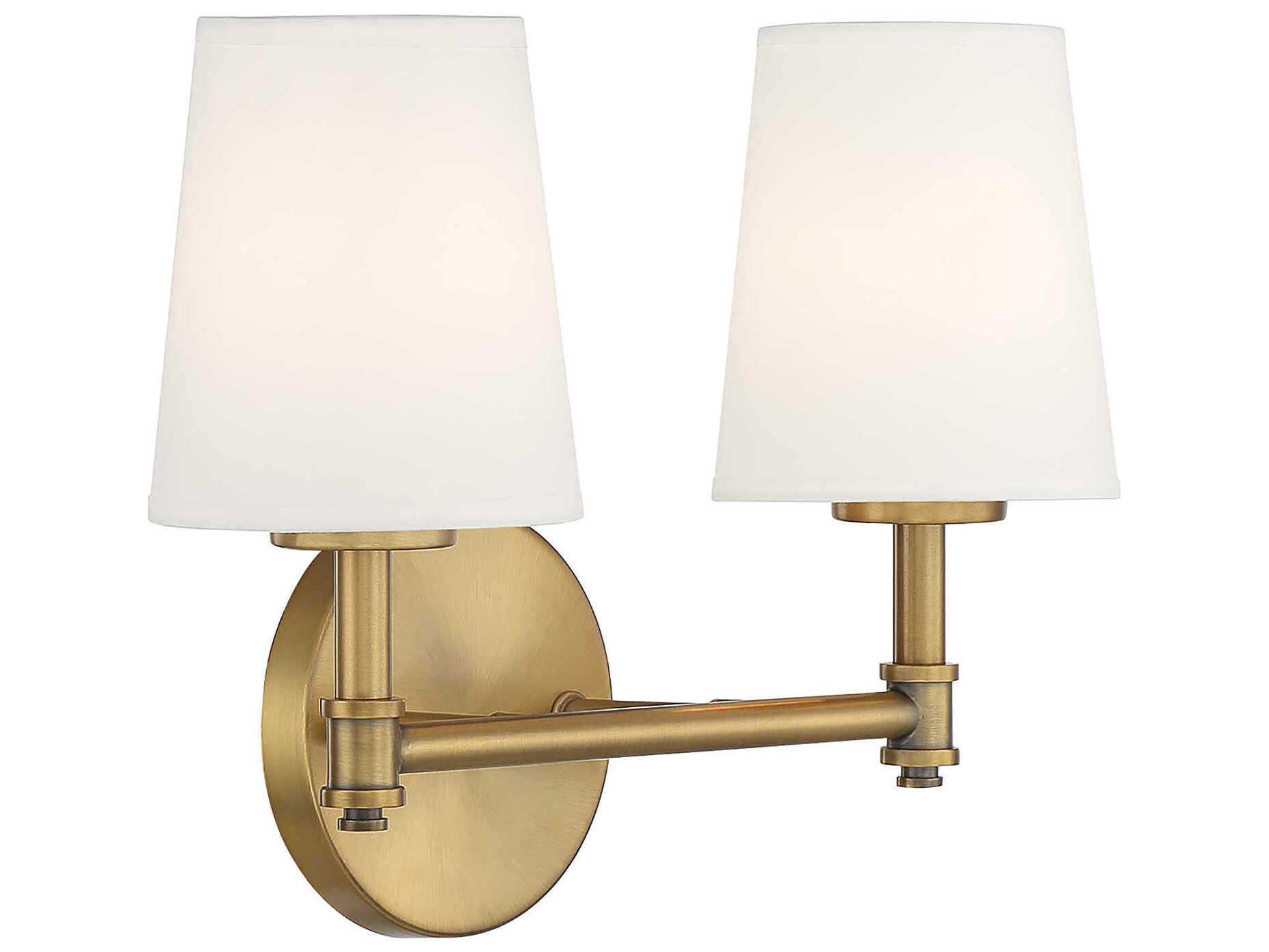 Savoy House Meridian 2-Light Natural Brass Vanity Light