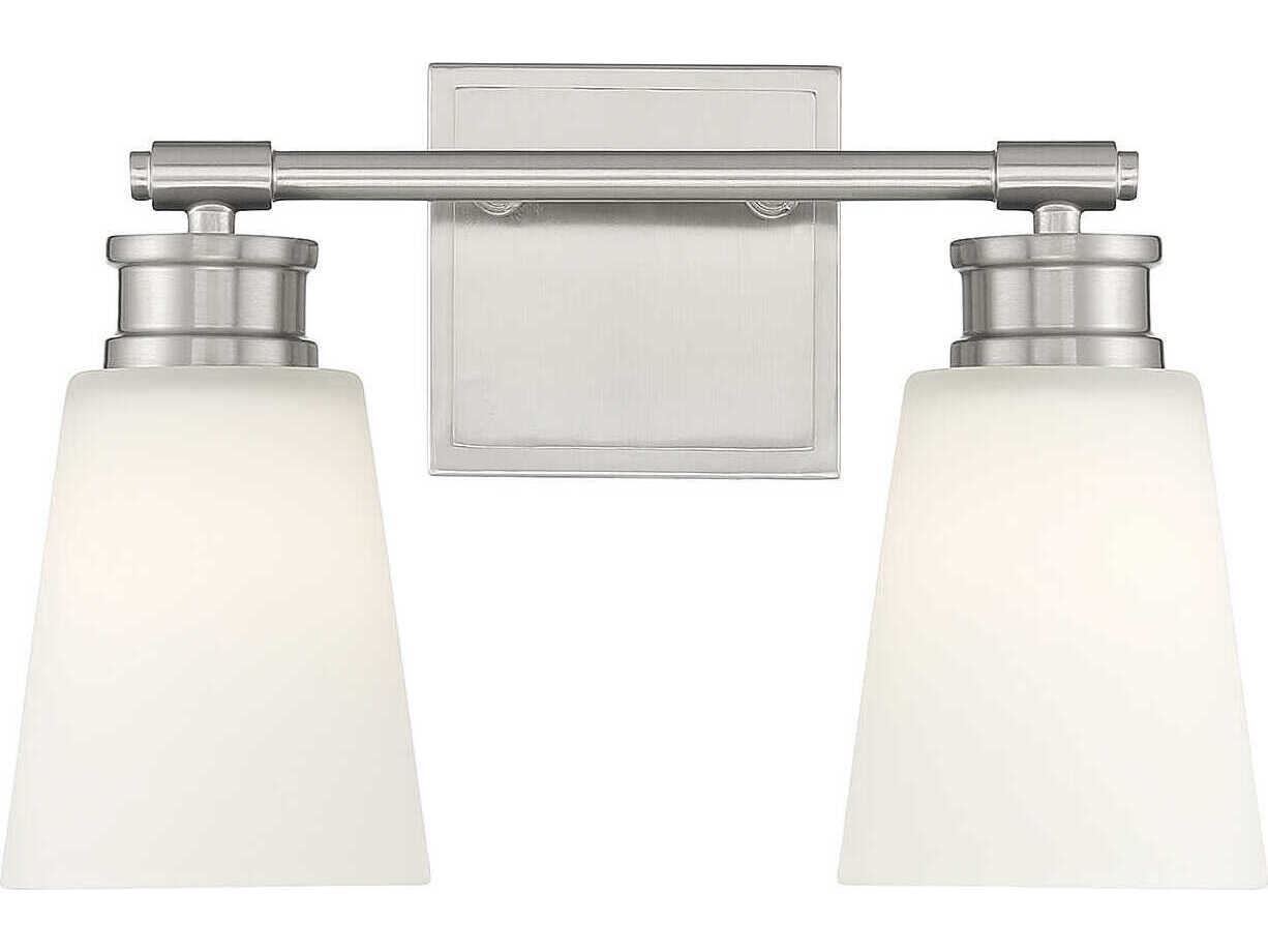 Savoy House Meridian 2-Light Brushed Nickel Glass Vanity Light