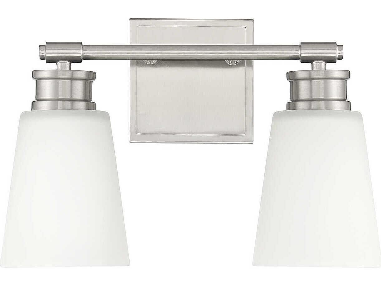 Savoy House Meridian 2-Light Brushed Nickel Glass Vanity Light