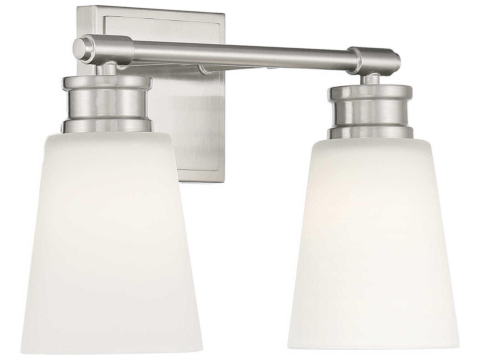 Savoy House Meridian 2-Light Brushed Nickel Glass Vanity Light