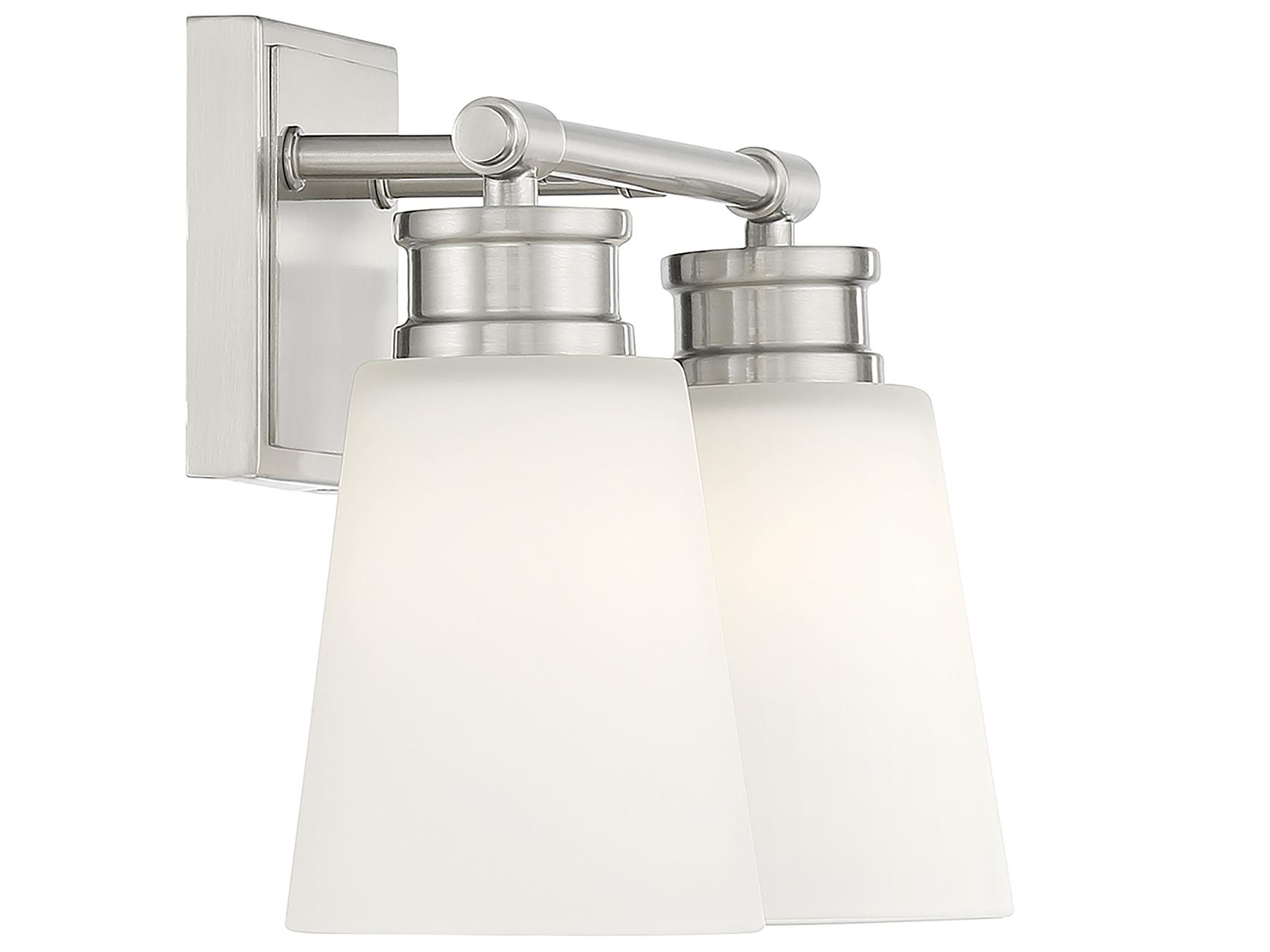 Savoy House Meridian 2-Light Brushed Nickel Glass Vanity Light
