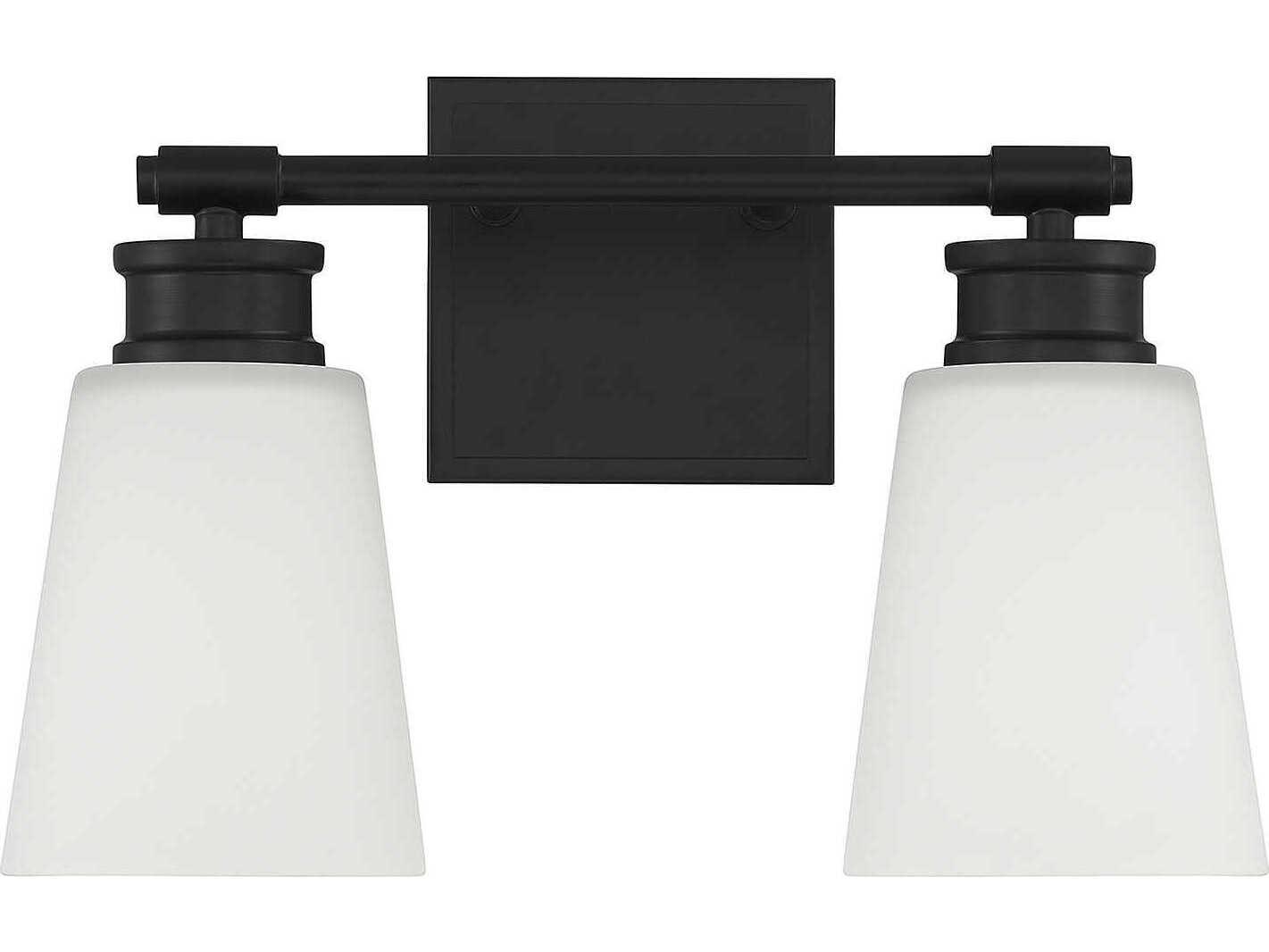 Savoy House Meridian 2-Light Matte Black Glass Vanity Light