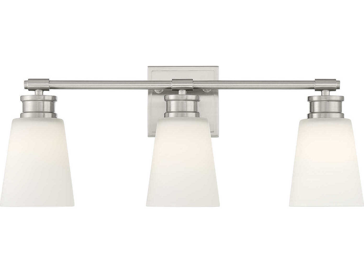 Savoy House Meridian 3-Light Brushed Nickel Glass Vanity Light