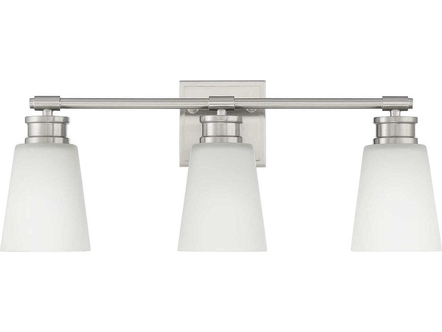 Savoy House Meridian 3-Light Brushed Nickel Glass Vanity Light