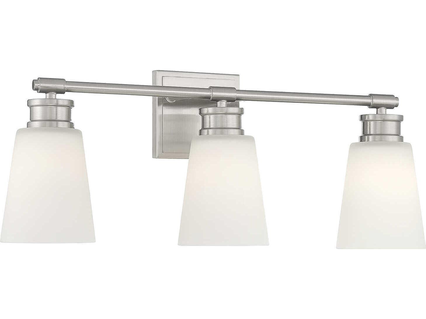 Savoy House Meridian 3-Light Brushed Nickel Glass Vanity Light