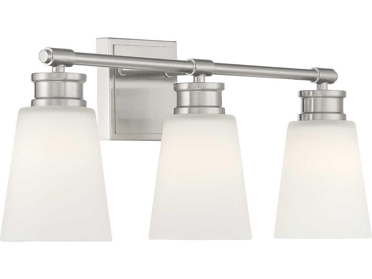 Savoy House Meridian 3-Light Brushed Nickel Glass Vanity Light