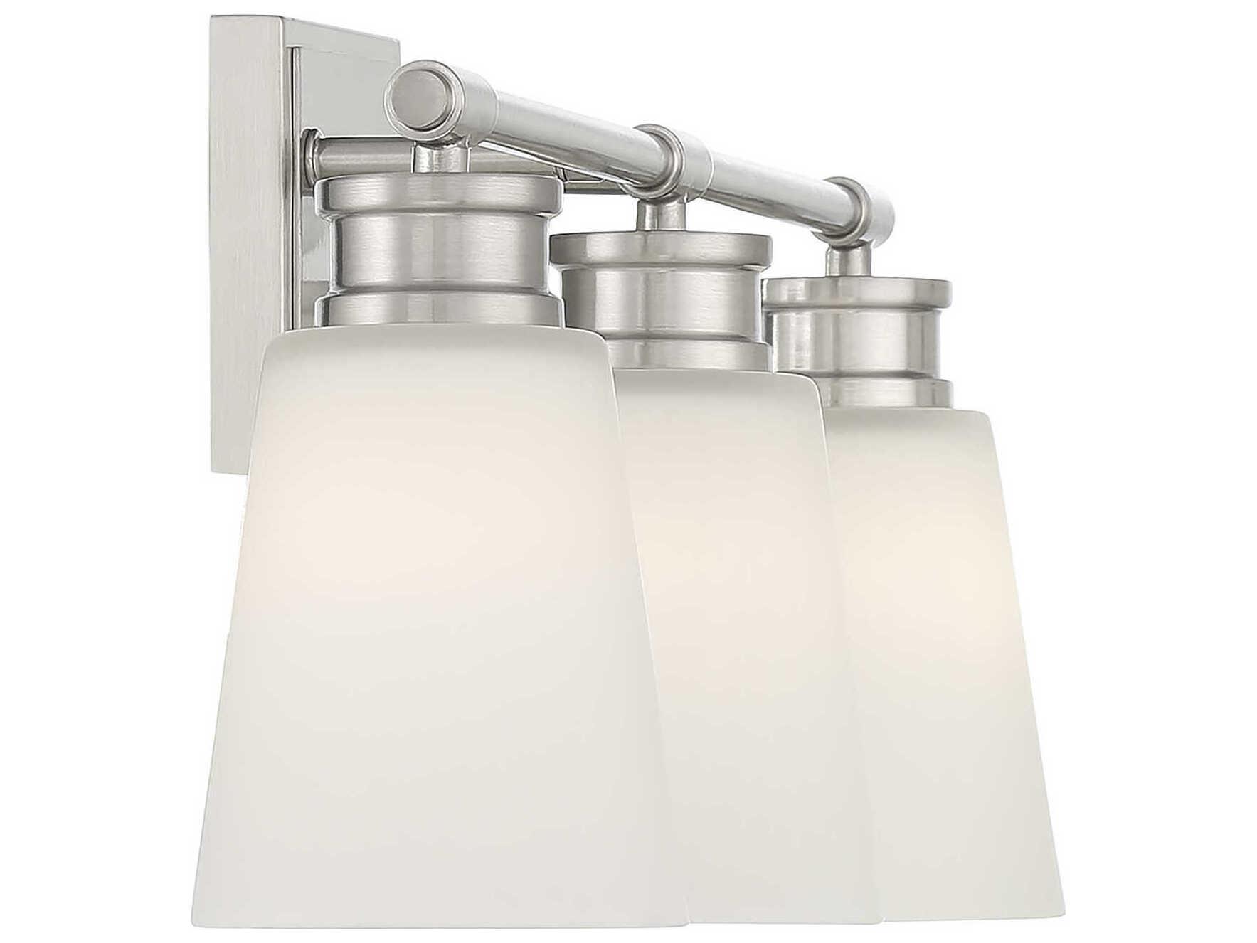 Savoy House Meridian 3-Light Brushed Nickel Glass Vanity Light