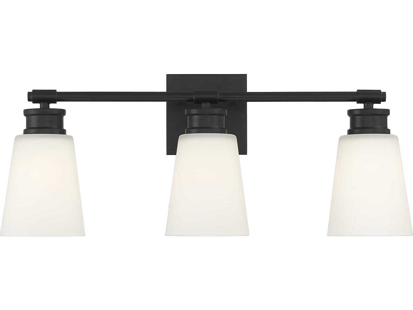 Savoy House Meridian 3-Light Matte Black Glass Vanity Light