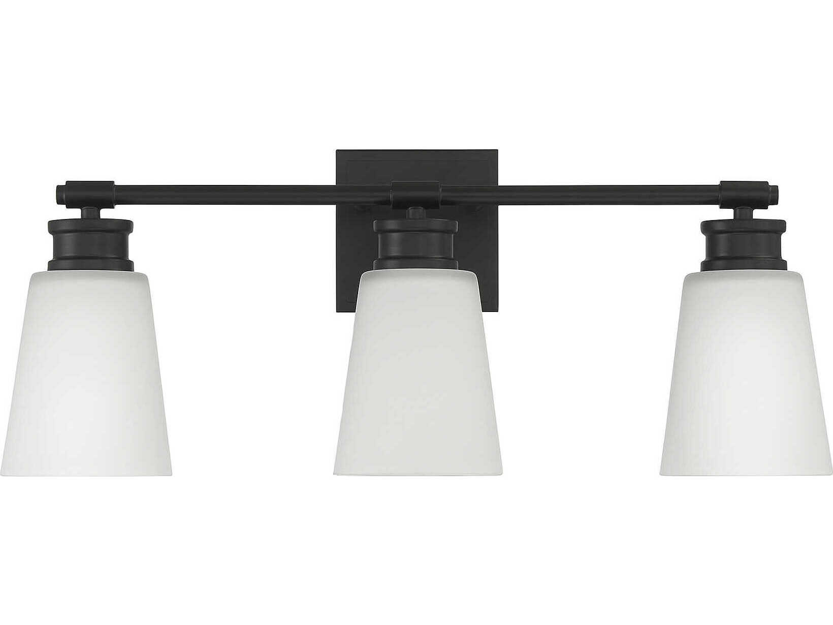 Savoy House Meridian 3-Light Matte Black Glass Vanity Light