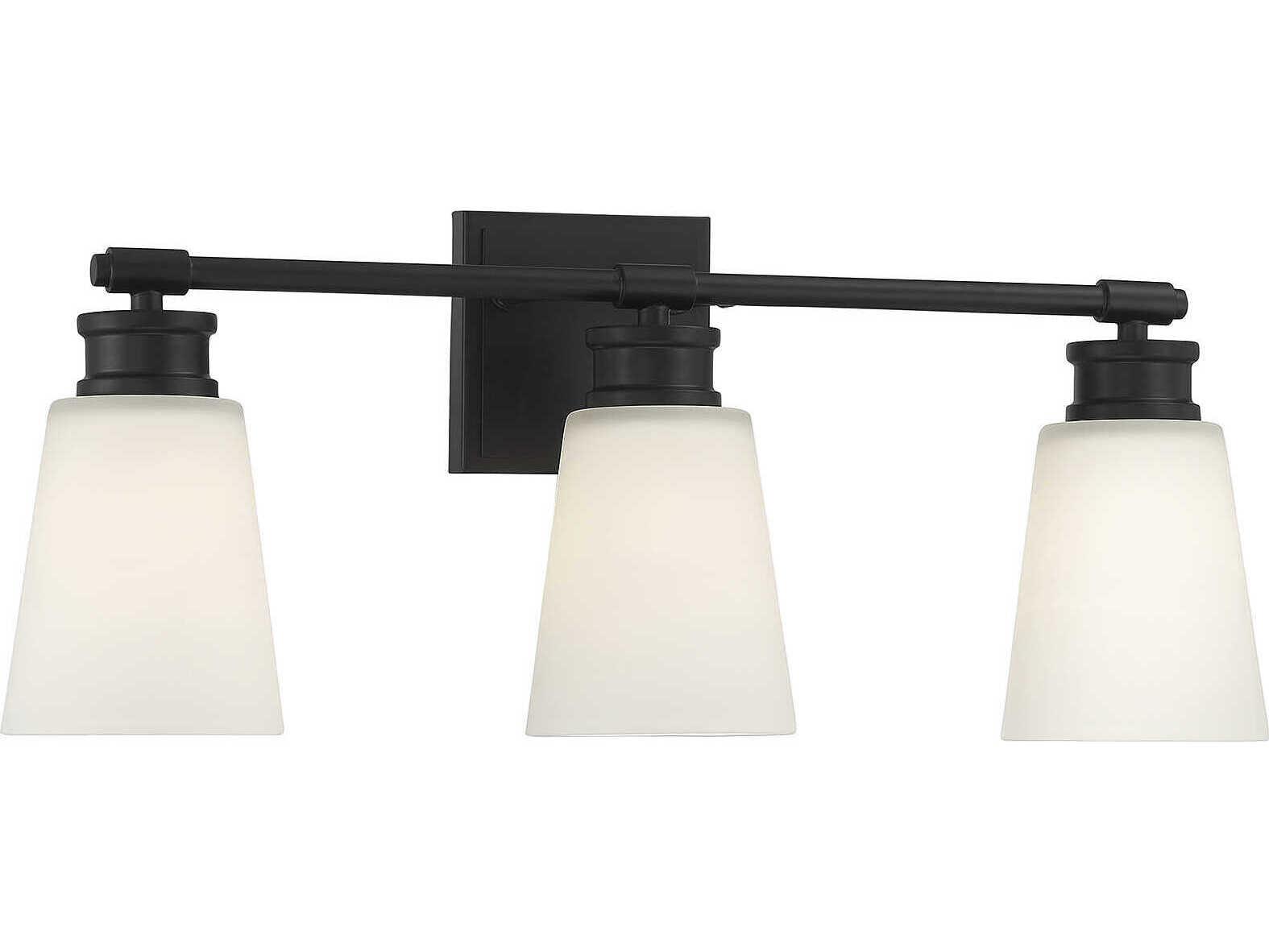 Savoy House Meridian 3-Light Matte Black Glass Vanity Light