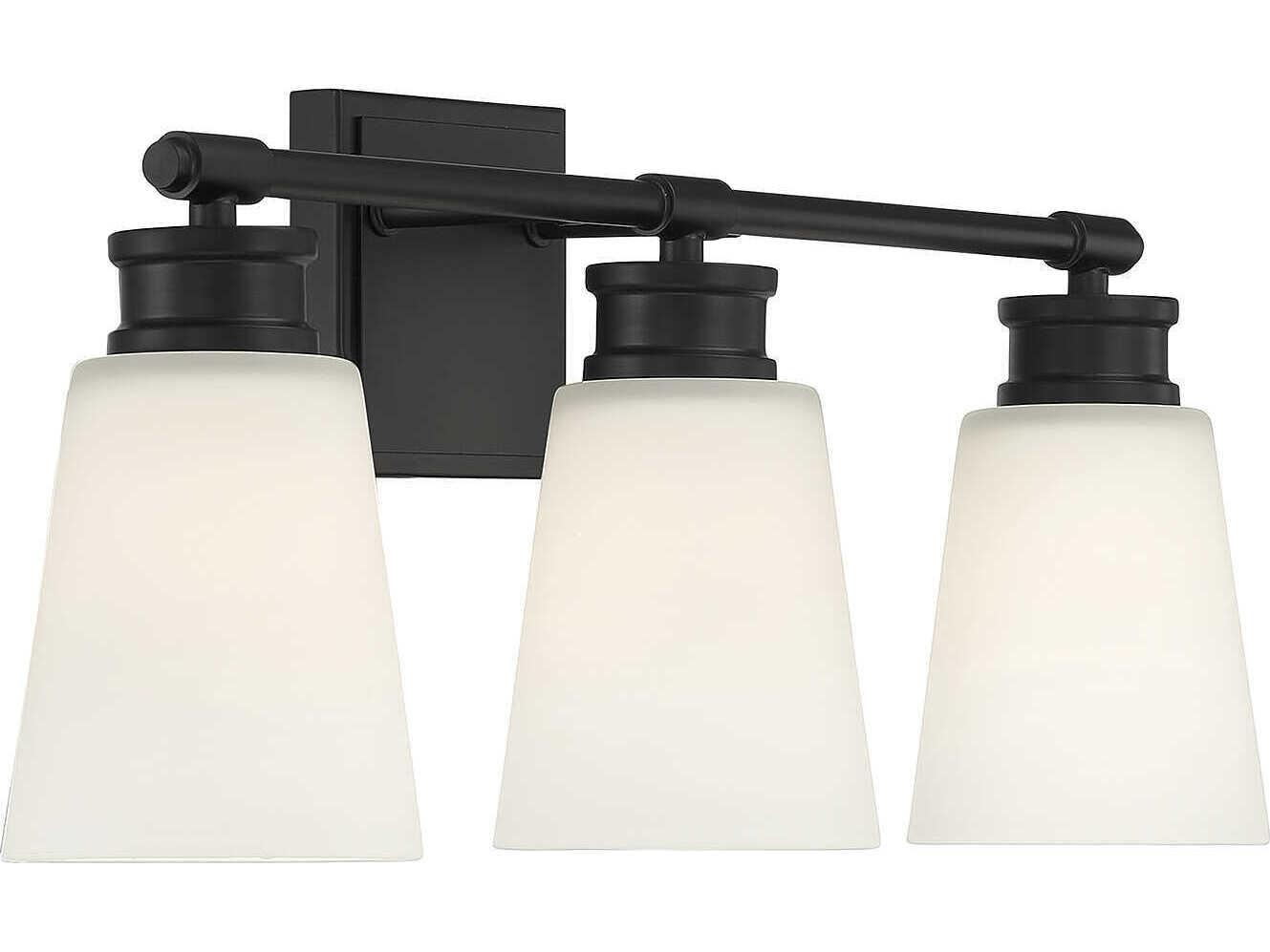 Savoy House Meridian 3-Light Matte Black Glass Vanity Light