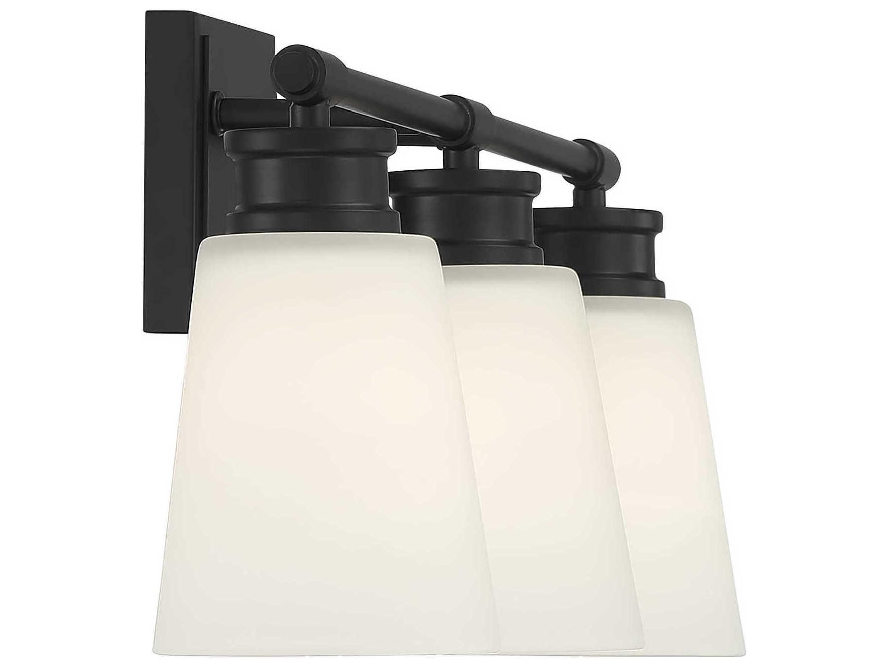 Savoy House Meridian 3-Light Matte Black Glass Vanity Light