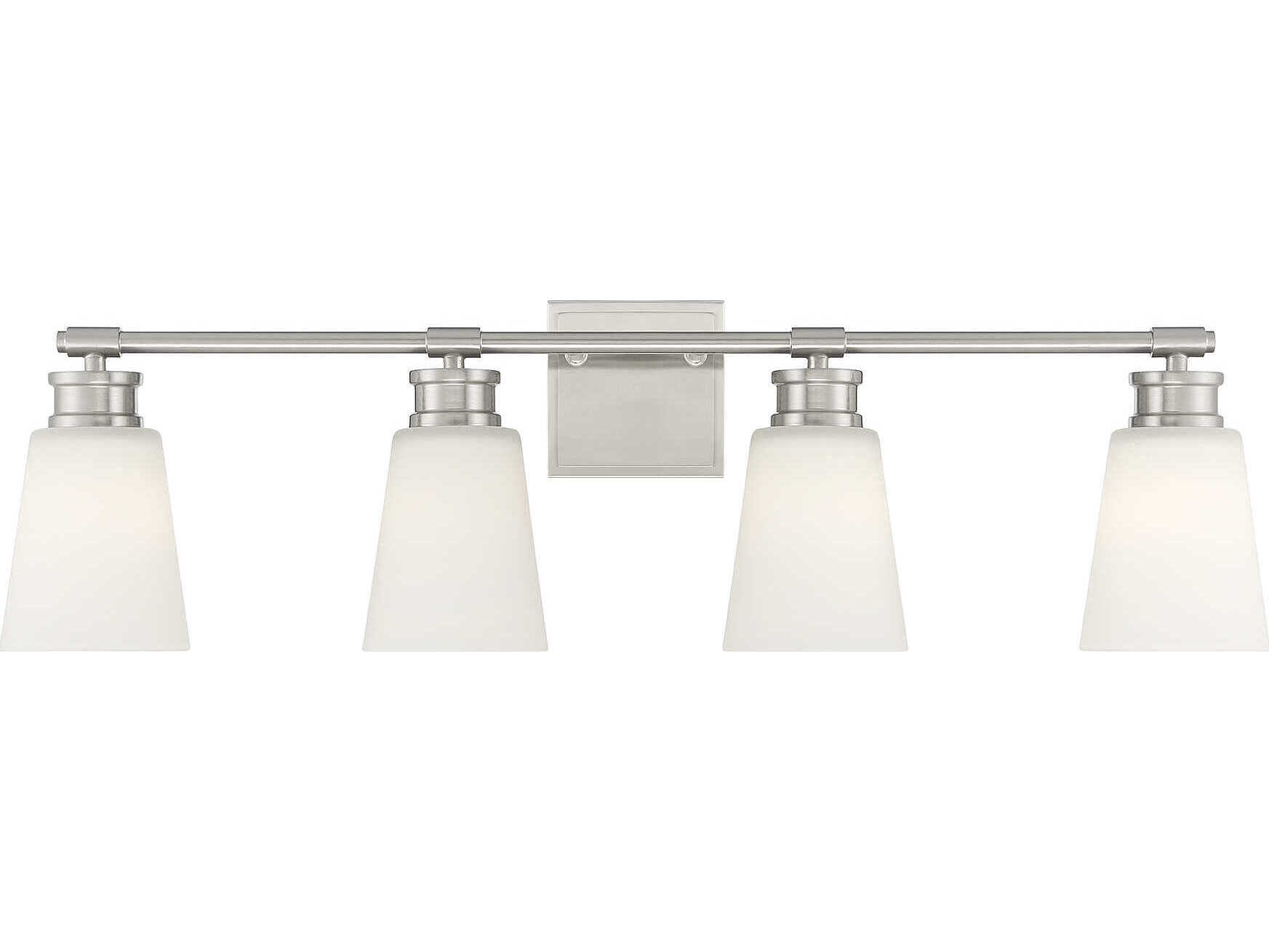 Savoy House Meridian 4-Light Brushed Nickel Glass Vanity Light