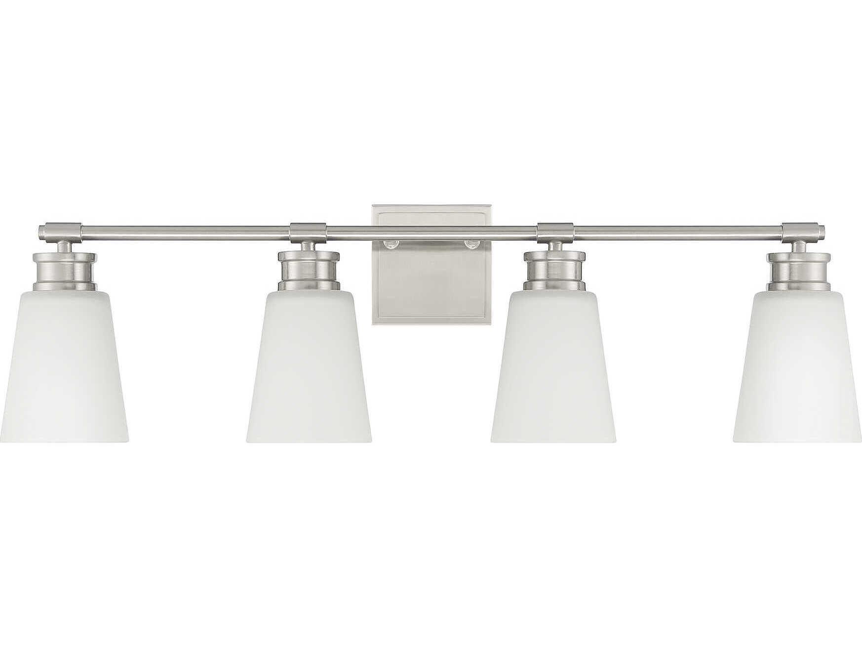 Savoy House Meridian 4-Light Brushed Nickel Glass Vanity Light
