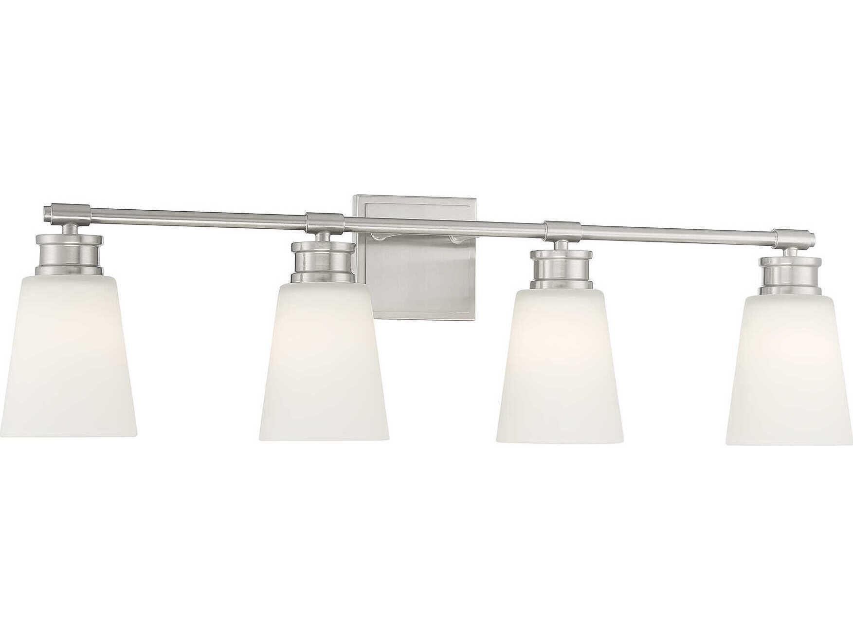 Savoy House Meridian 4-Light Brushed Nickel Glass Vanity Light