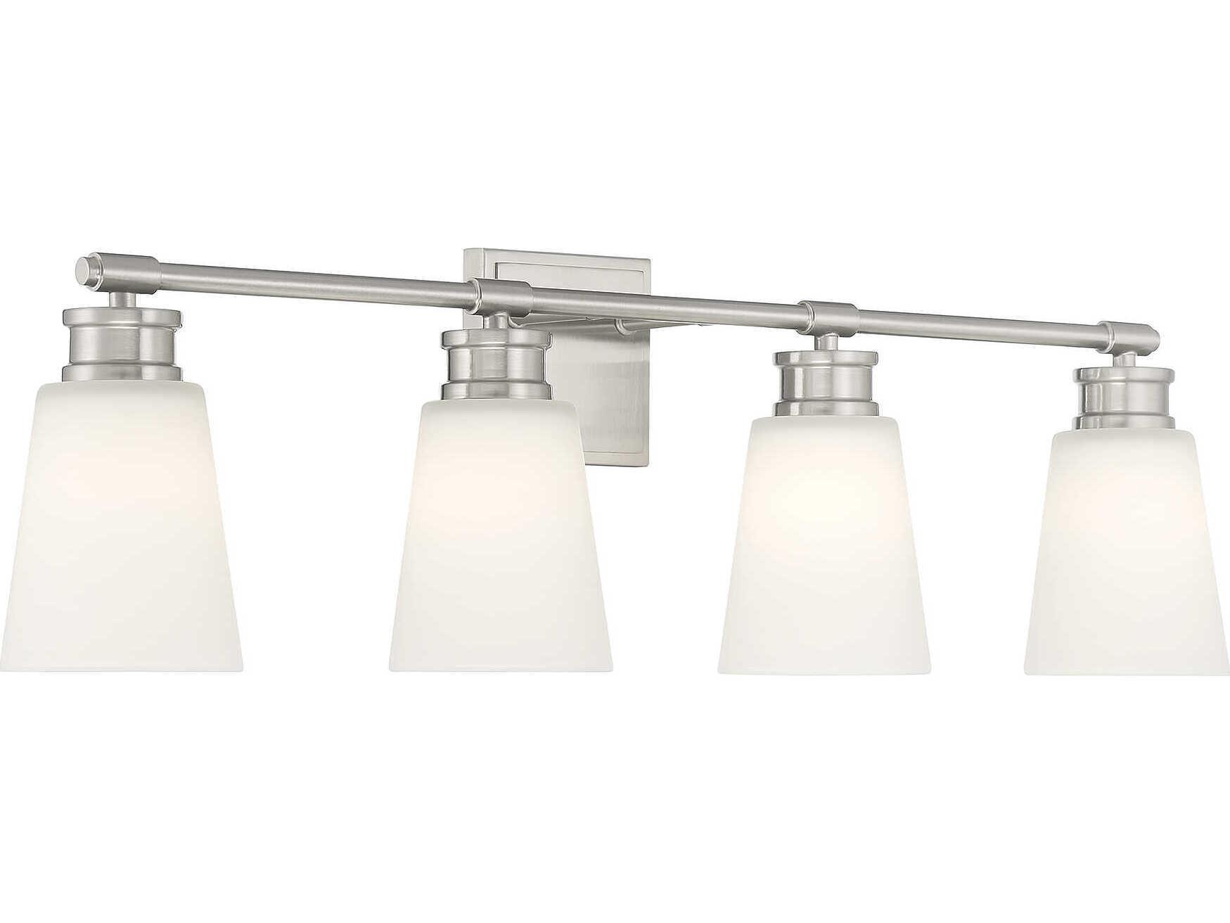 Savoy House Meridian 4-Light Brushed Nickel Glass Vanity Light