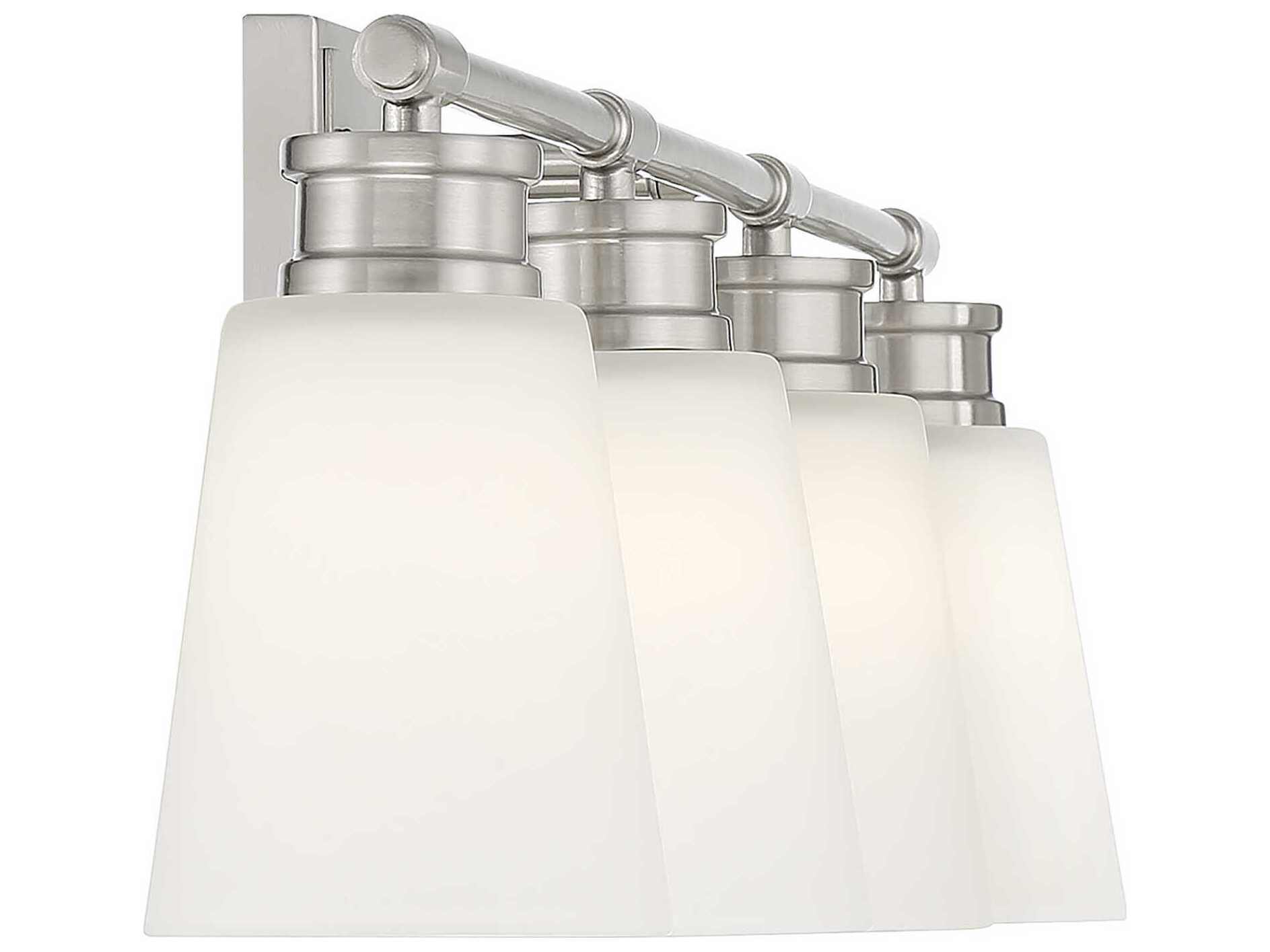 Savoy House Meridian 4-Light Brushed Nickel Glass Vanity Light