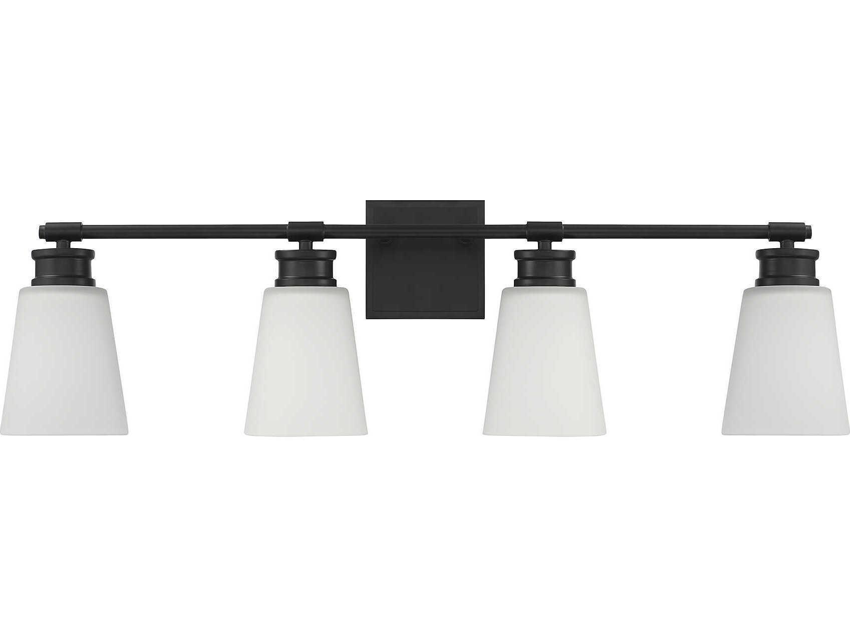Savoy House Meridian 4-Light Matte Black Glass Vanity Light