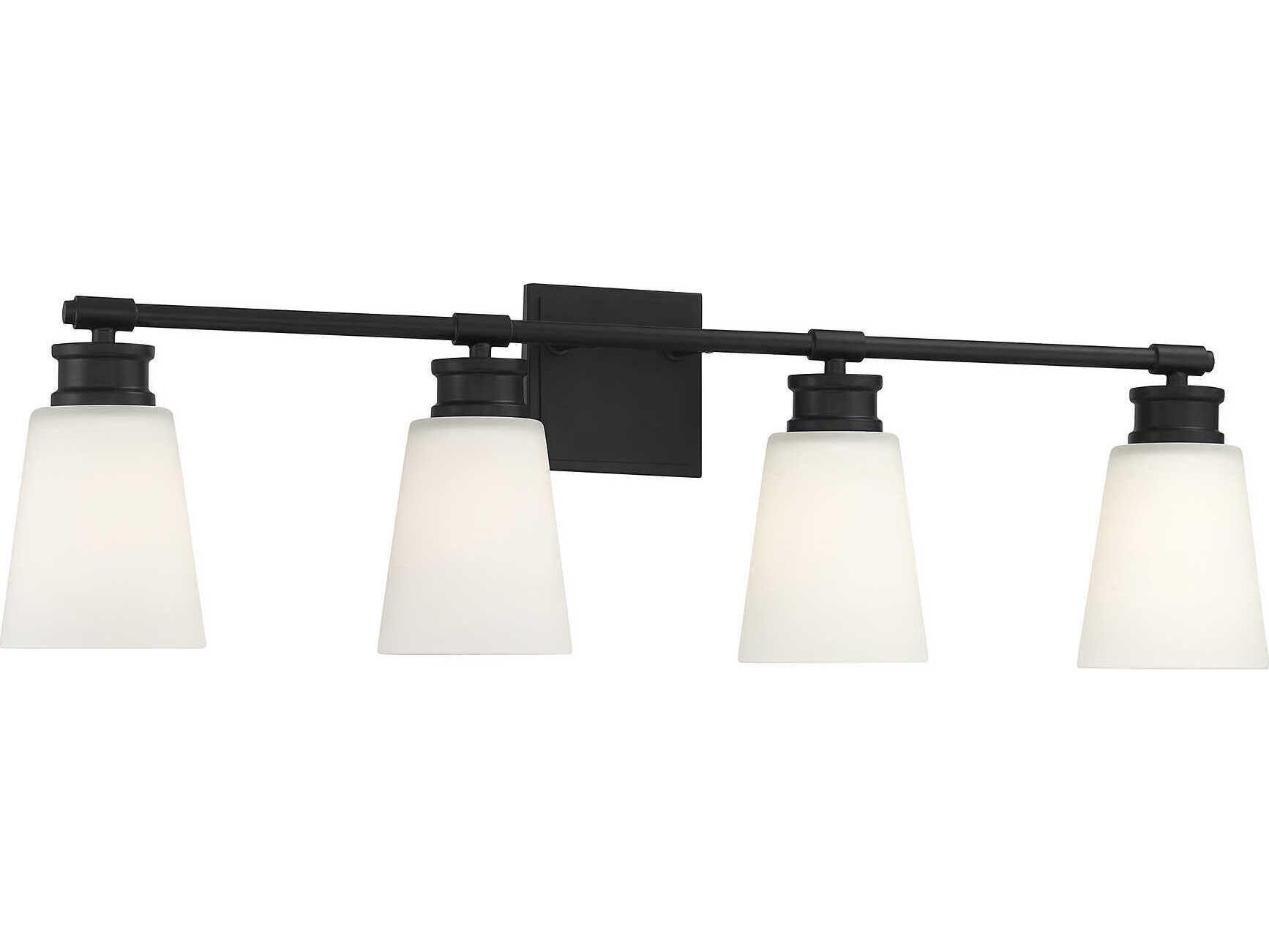 Savoy House Meridian 4-Light Matte Black Glass Vanity Light