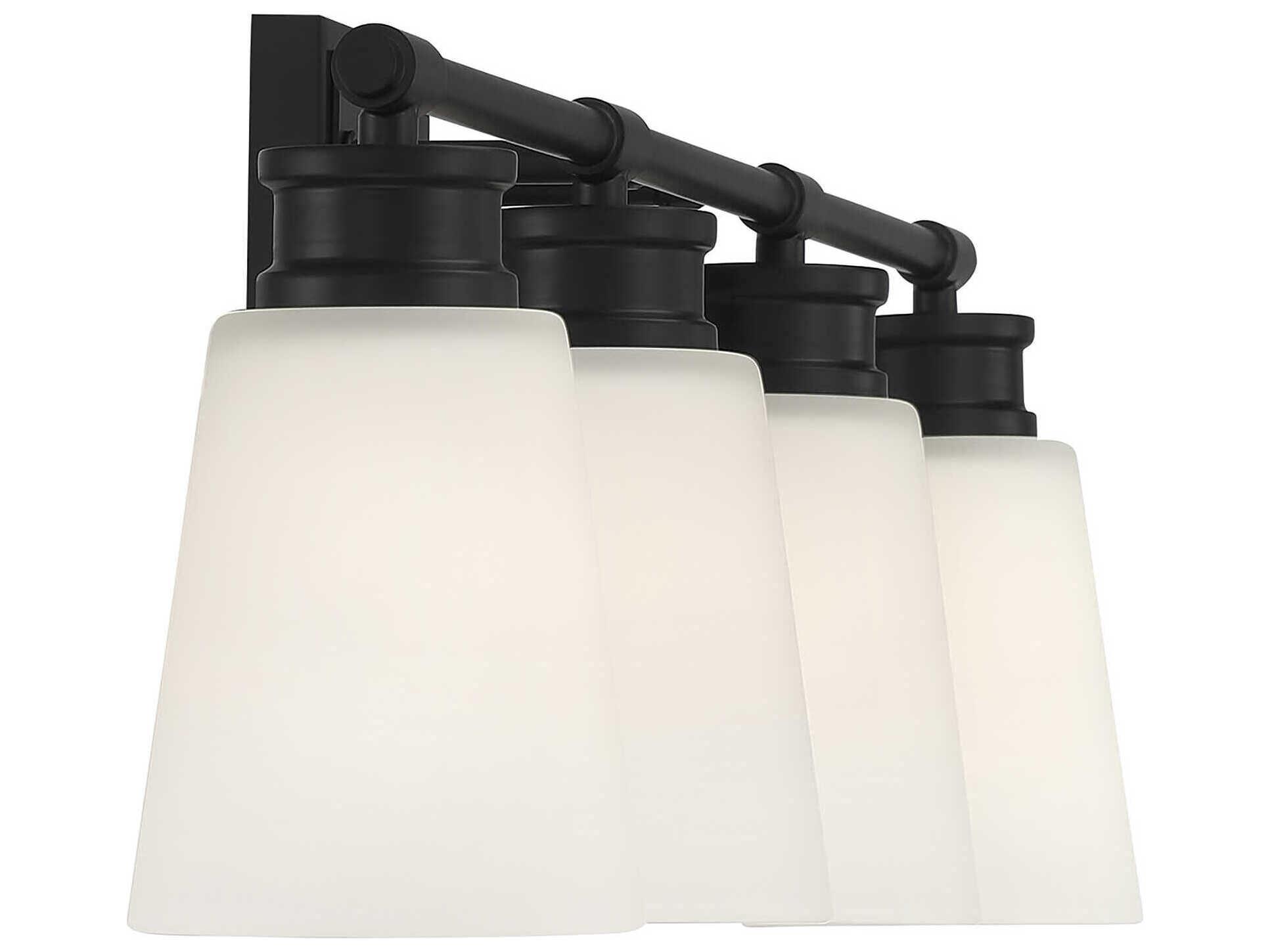 Savoy House Meridian 4-Light Matte Black Glass Vanity Light