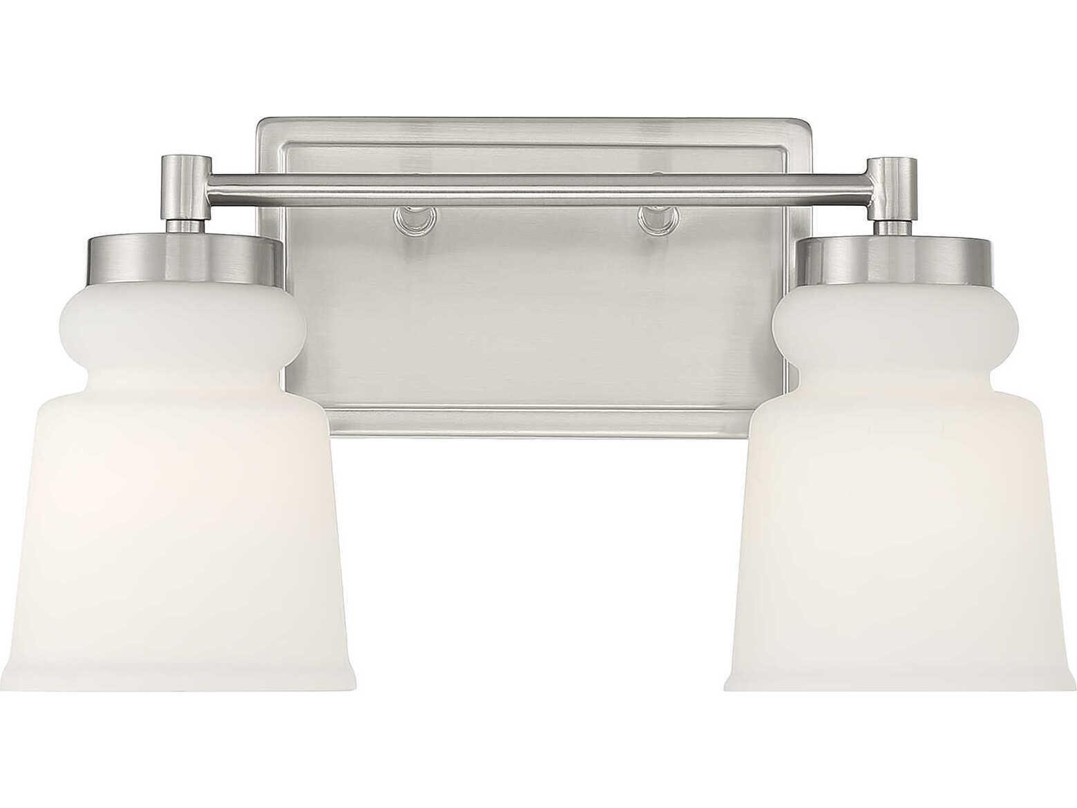 Savoy House Meridian 2-Light Brushed Nickel Glass Vanity Light