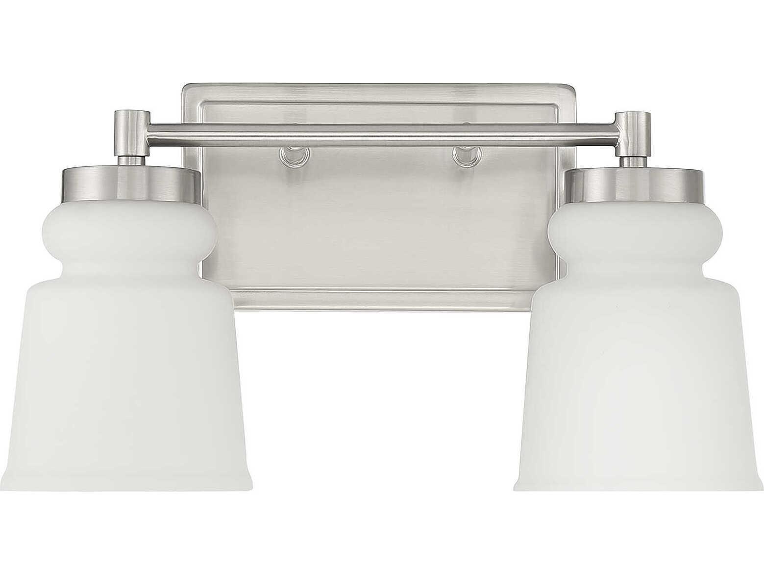 Savoy House Meridian 2-Light Brushed Nickel Glass Vanity Light