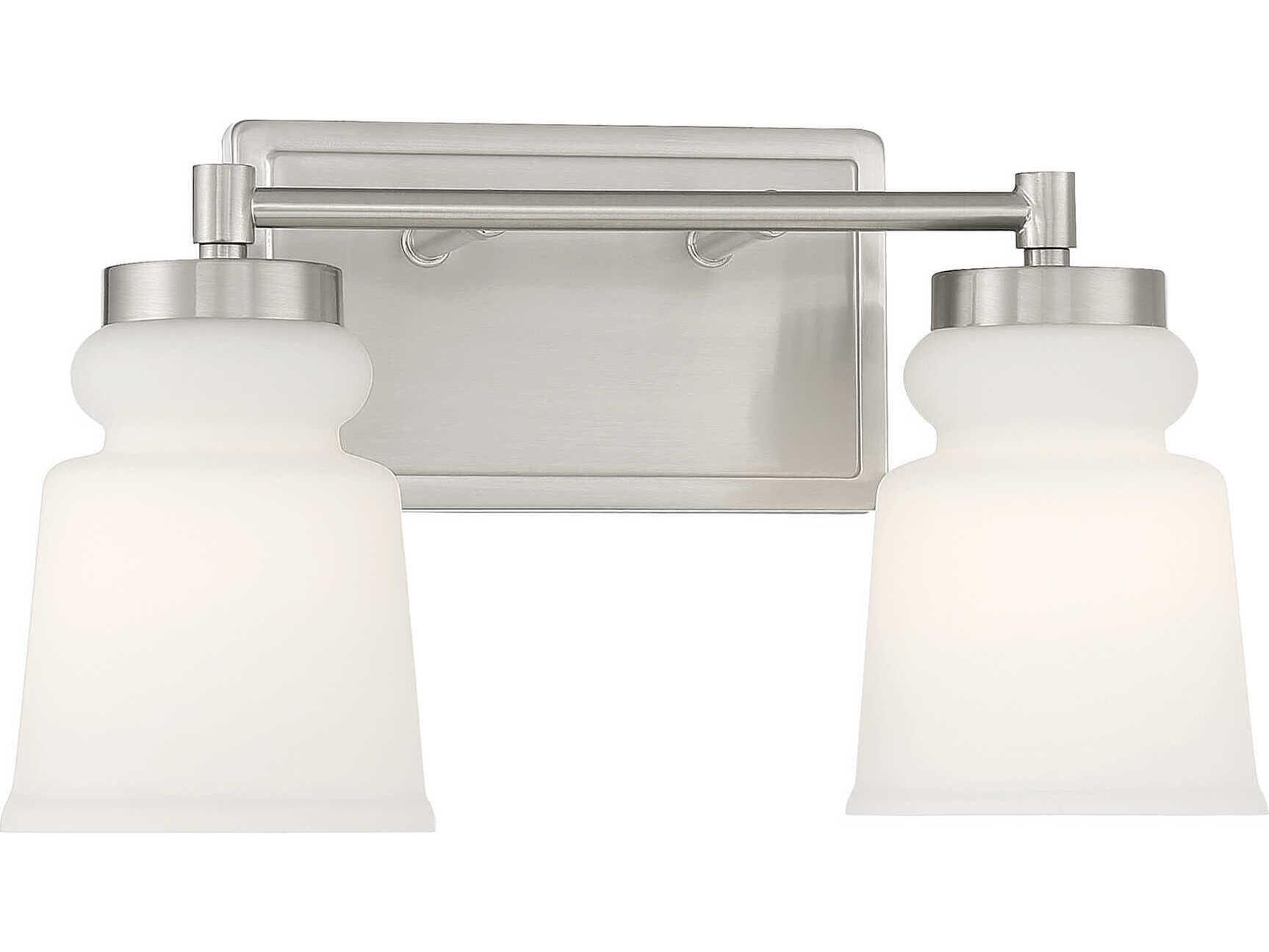 Savoy House Meridian 2-Light Brushed Nickel Glass Vanity Light