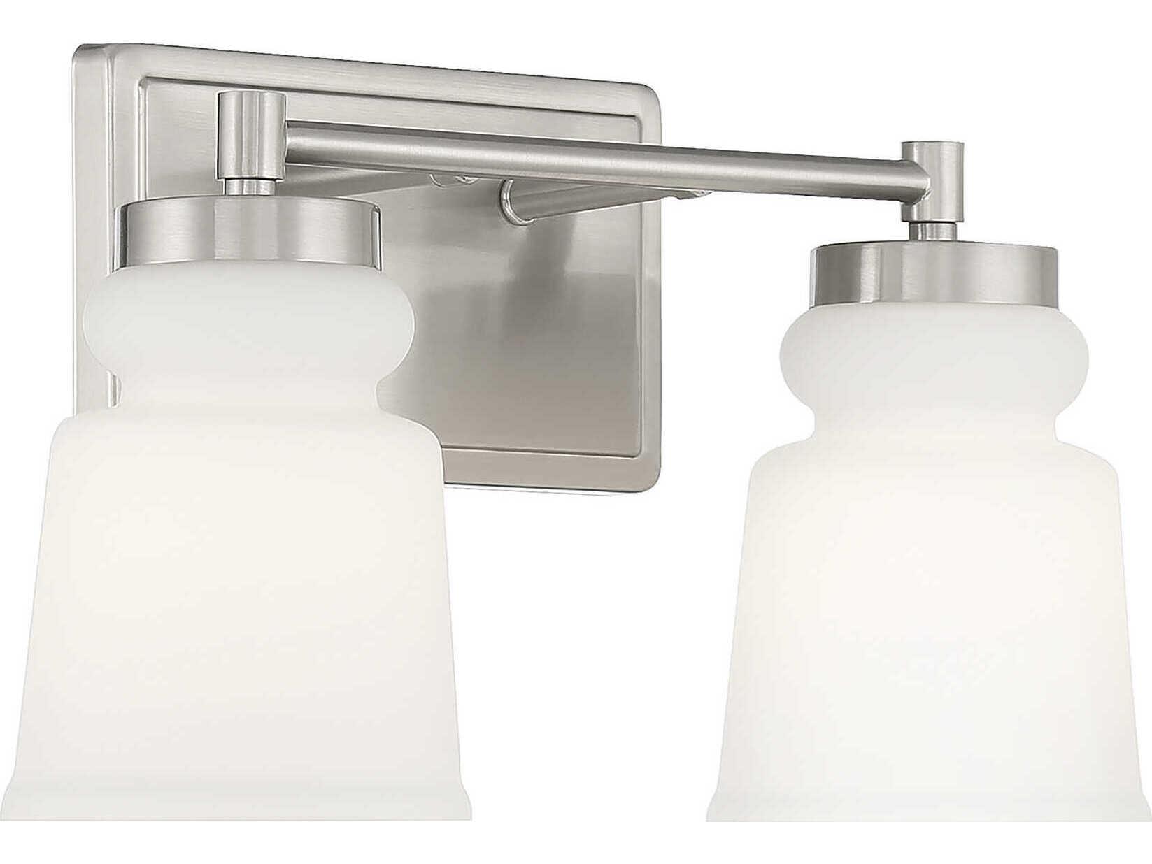 Savoy House Meridian 2-Light Brushed Nickel Glass Vanity Light