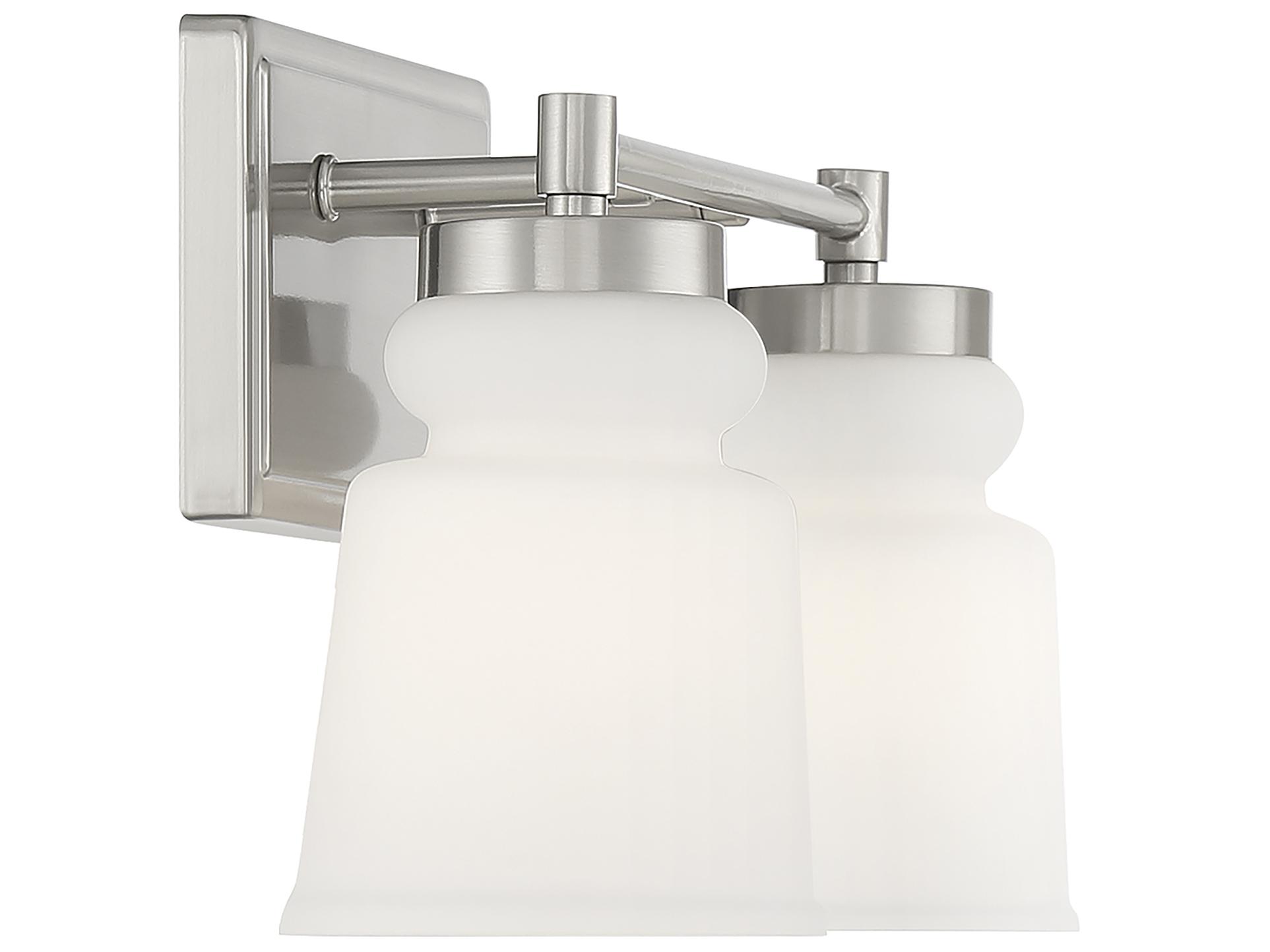 Savoy House Meridian 2-Light Brushed Nickel Glass Vanity Light