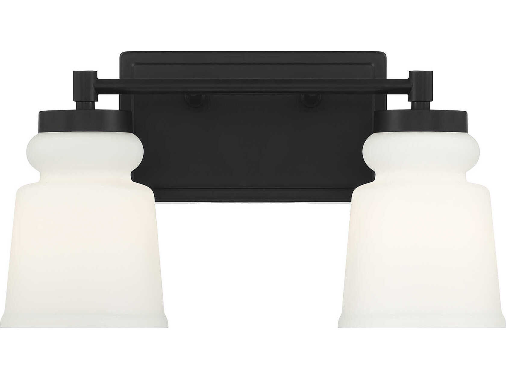 Savoy House Meridian 2-Light Matte Black Glass Vanity Light
