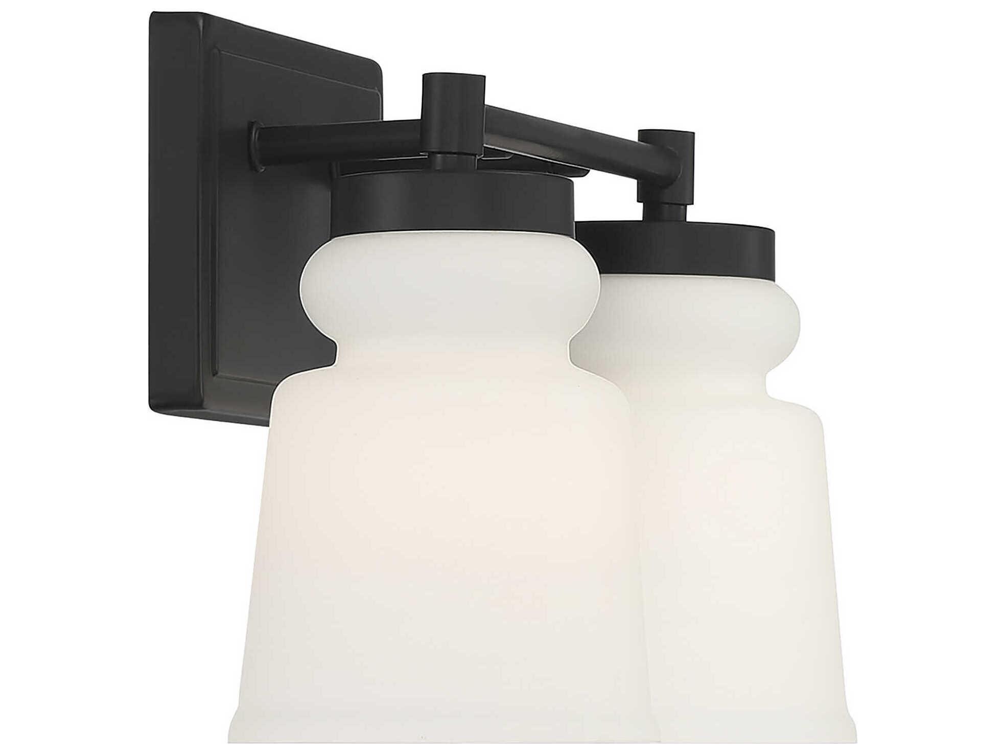 Savoy House Meridian 2-Light Matte Black Glass Vanity Light