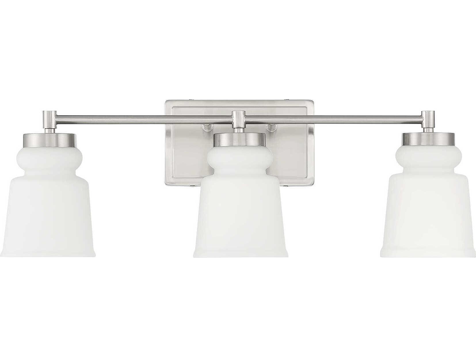 Savoy House Meridian 3-Light Brushed Nickel Glass Vanity Light