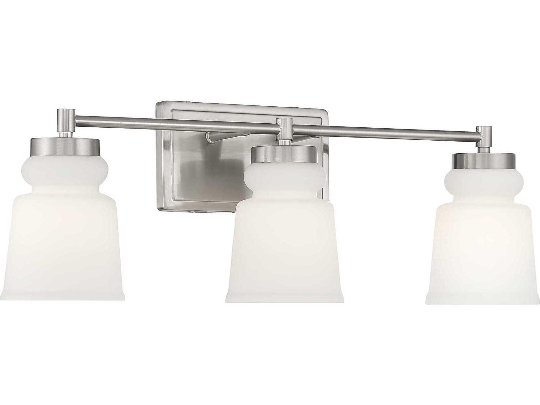 Savoy House Meridian 3-Light Brushed Nickel Glass Vanity Light