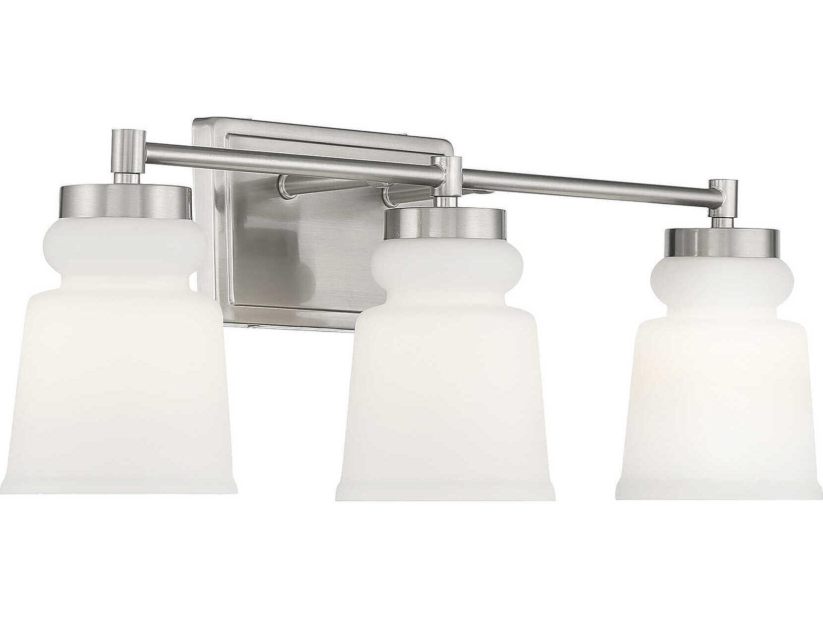 Savoy House Meridian 3-Light Brushed Nickel Glass Vanity Light