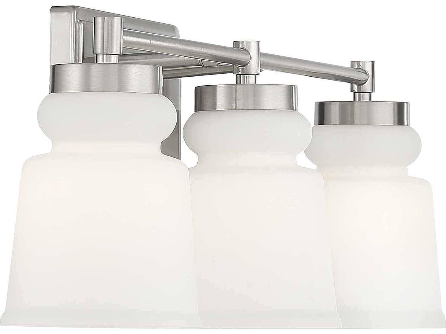Savoy House Meridian 3-Light Brushed Nickel Glass Vanity Light