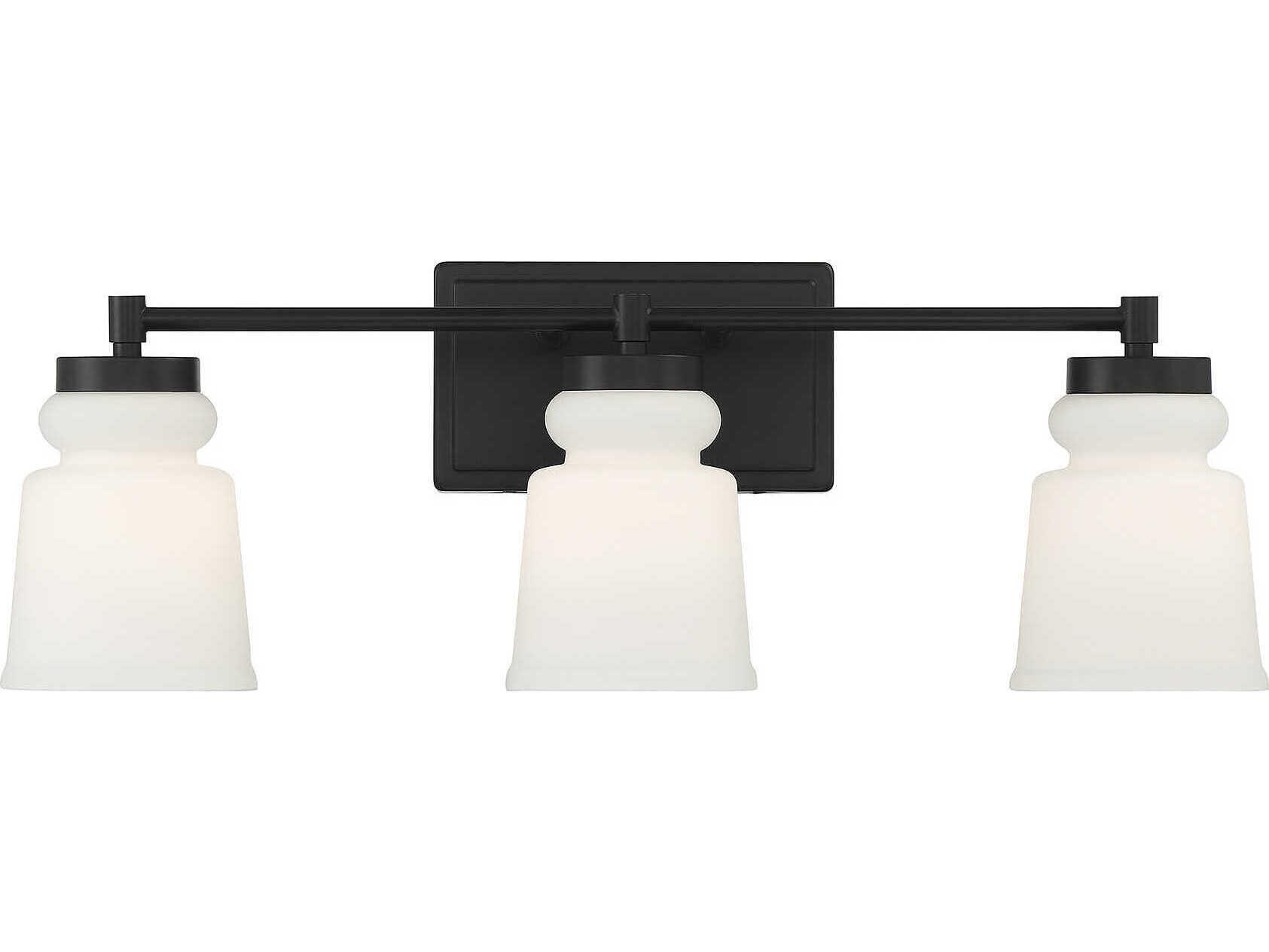 Savoy House Meridian 3-Light Matte Black Glass Vanity Light