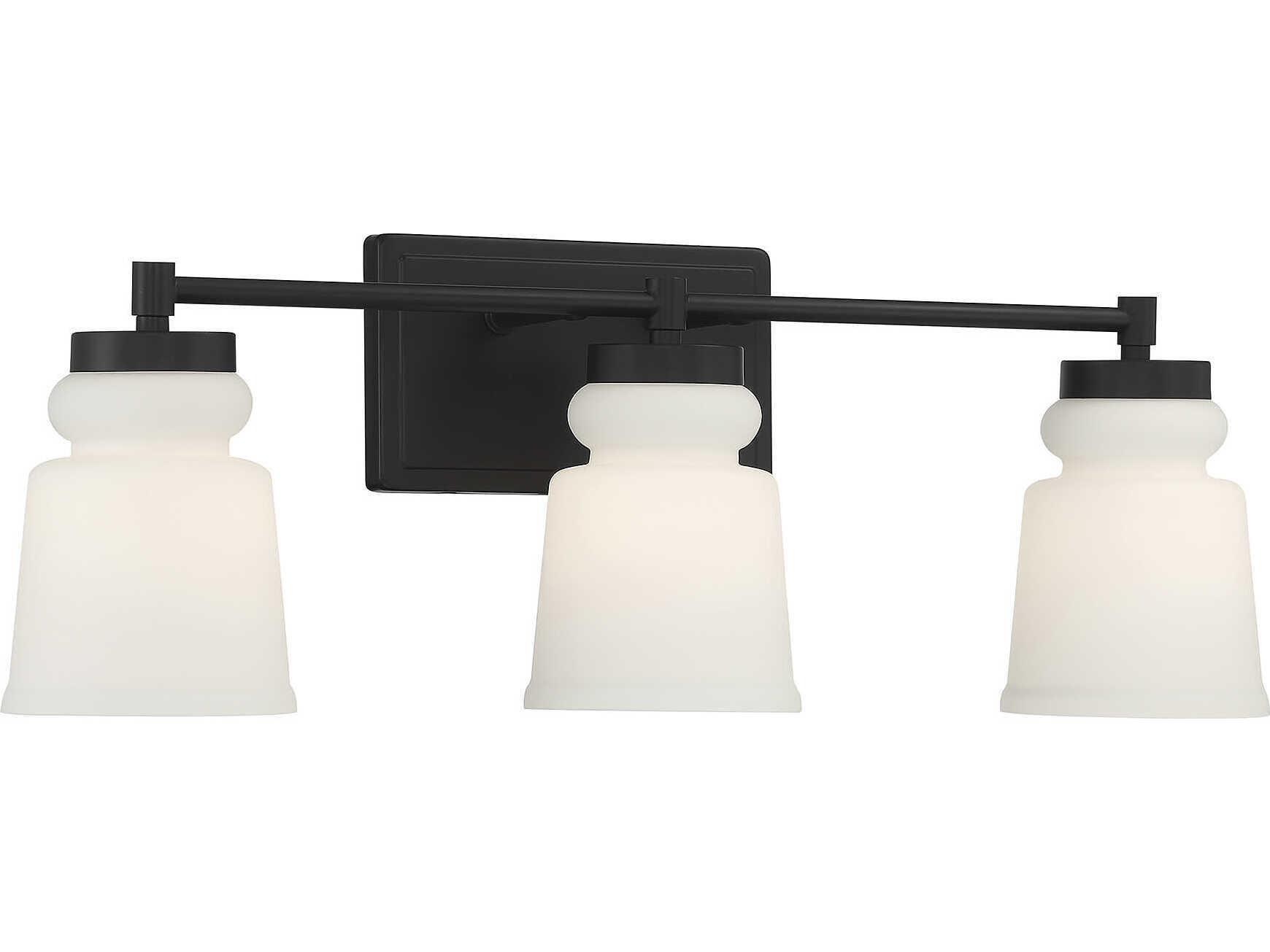 Savoy House Meridian 3-Light Matte Black Glass Vanity Light