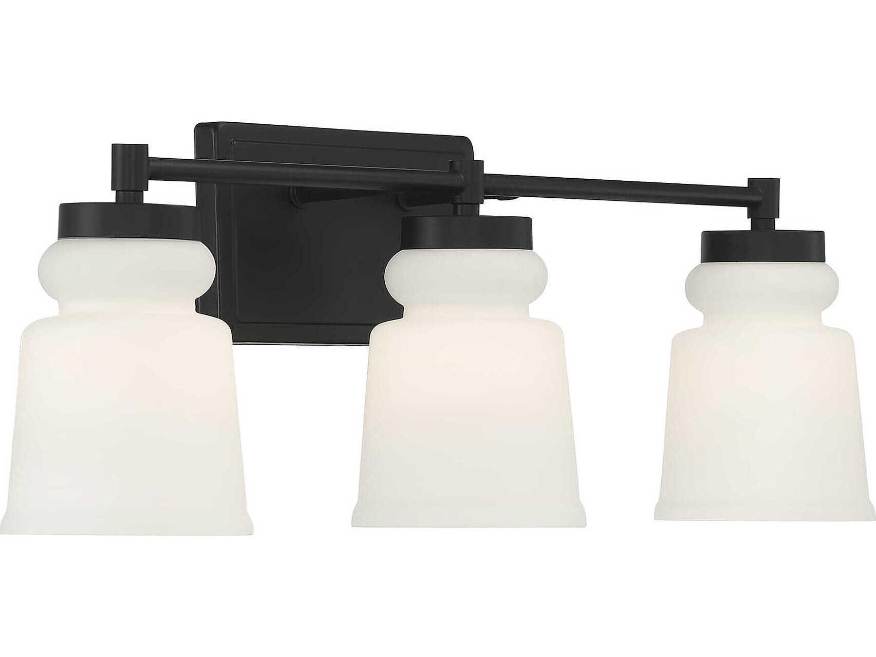 Savoy House Meridian 3-Light Matte Black Glass Vanity Light