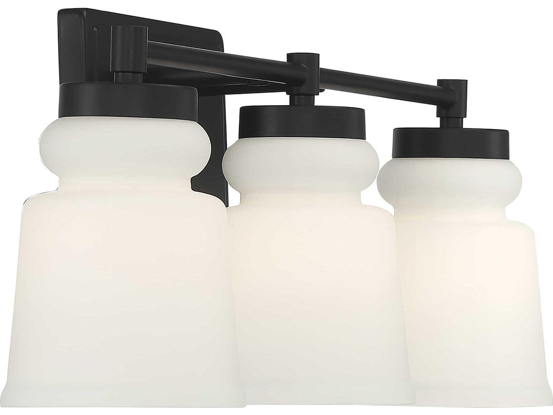 Savoy House Meridian 3-Light Matte Black Glass Vanity Light