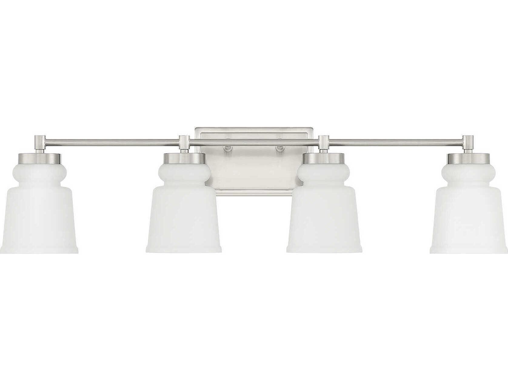 Savoy House Meridian 4-Light Brushed Nickel Glass Vanity Light