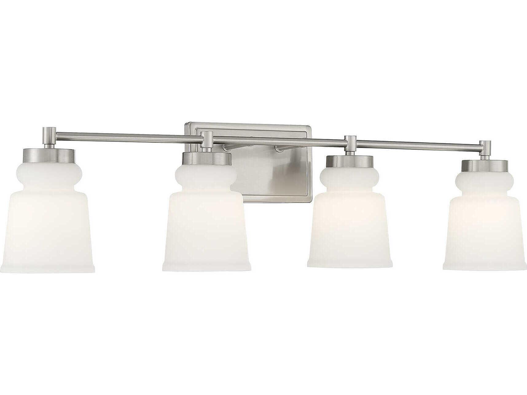Savoy House Meridian 4-Light Brushed Nickel Glass Vanity Light