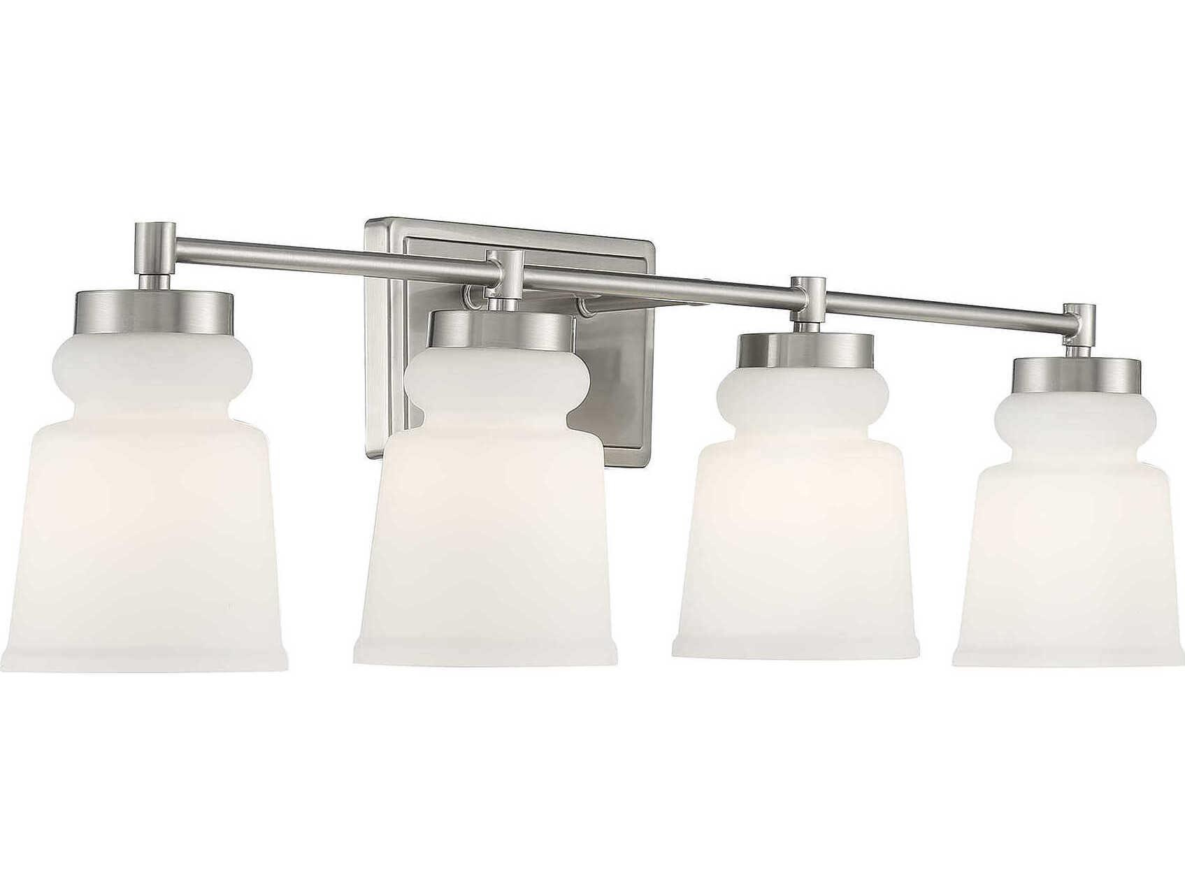Savoy House Meridian 4-Light Brushed Nickel Glass Vanity Light
