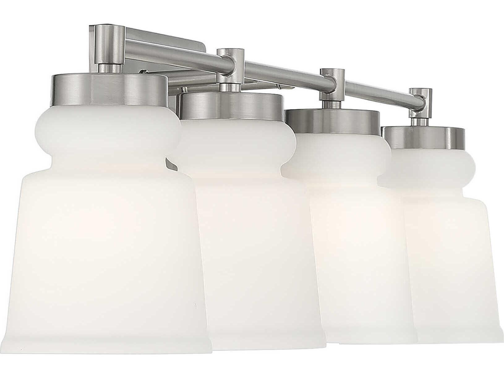 Savoy House Meridian 4-Light Brushed Nickel Glass Vanity Light