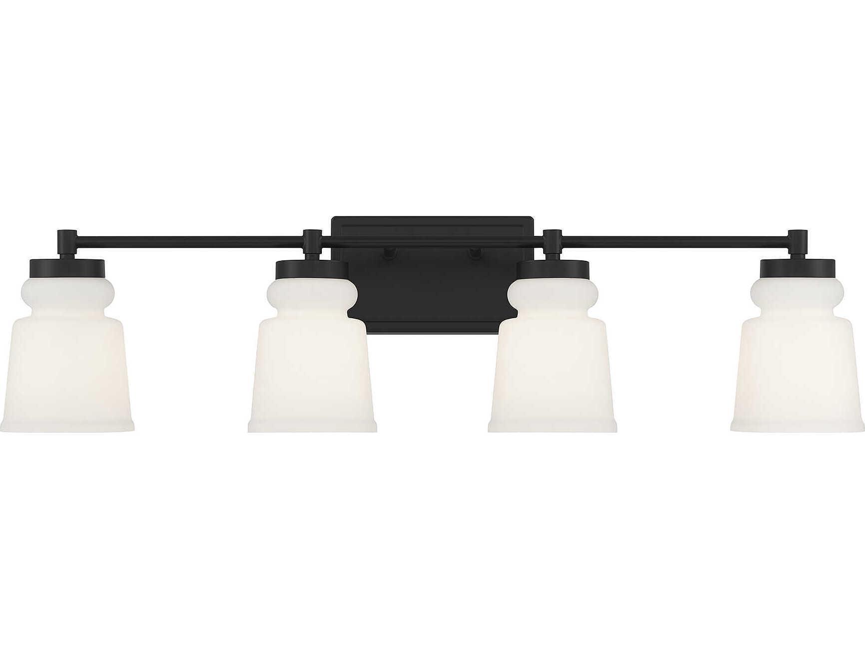 Savoy House Meridian 4-Light Matte Black Glass Vanity Light