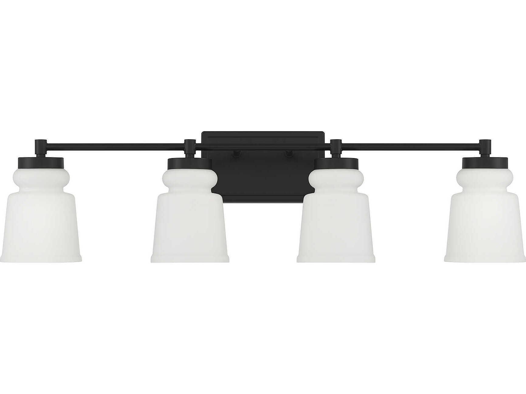 Savoy House Meridian 4-Light Matte Black Glass Vanity Light
