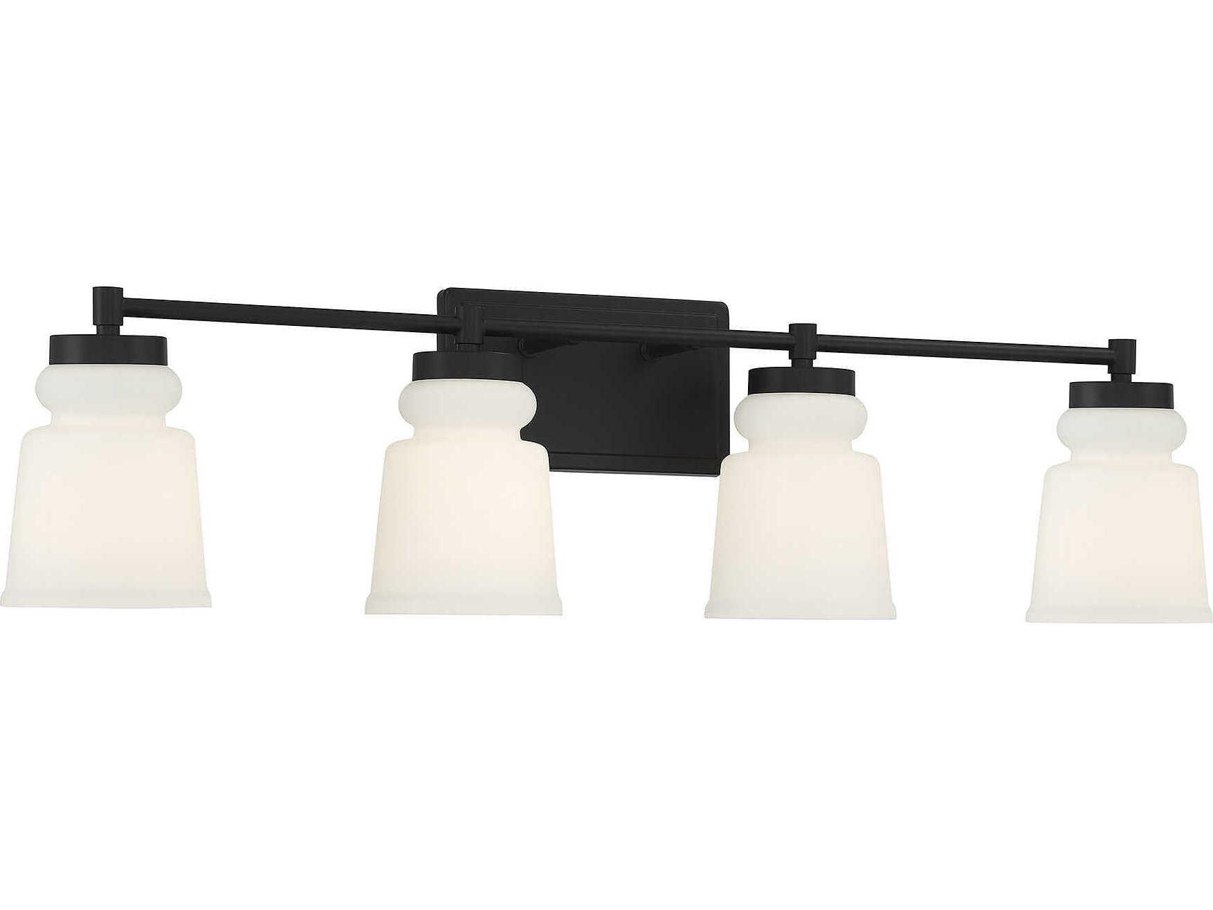Savoy House Meridian 4-Light Matte Black Glass Vanity Light