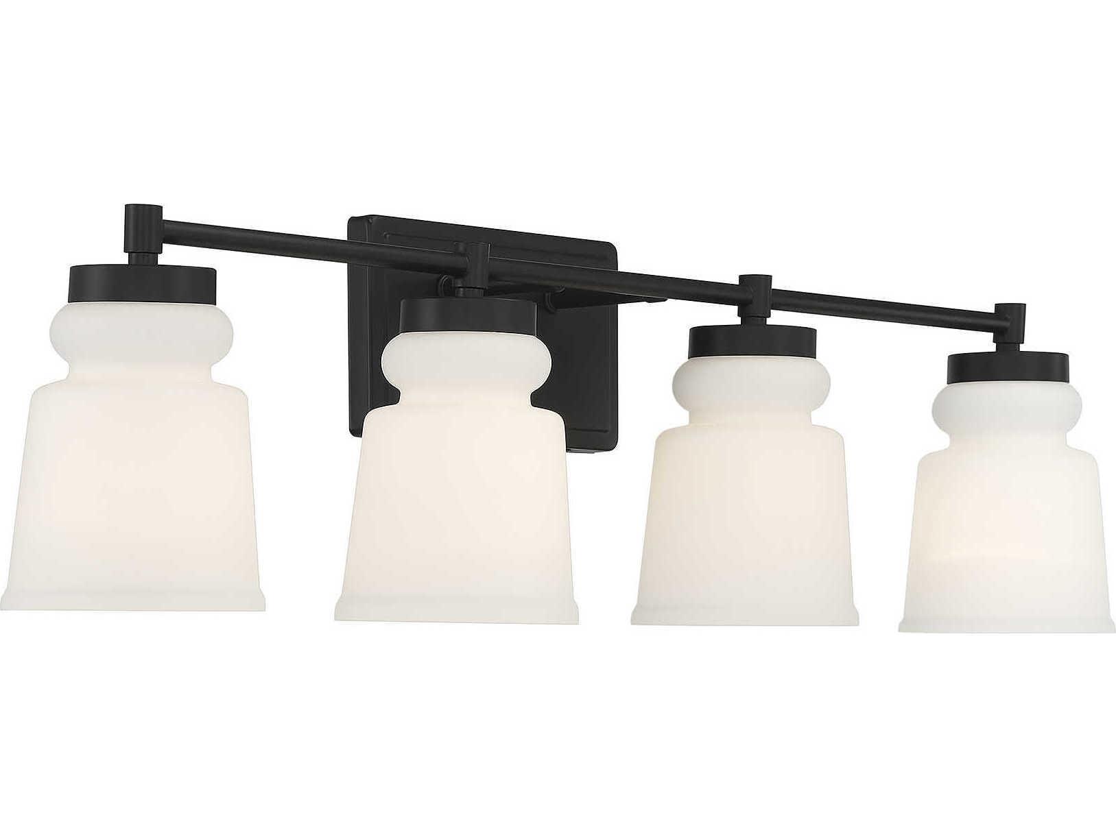 Savoy House Meridian 4-Light Matte Black Glass Vanity Light