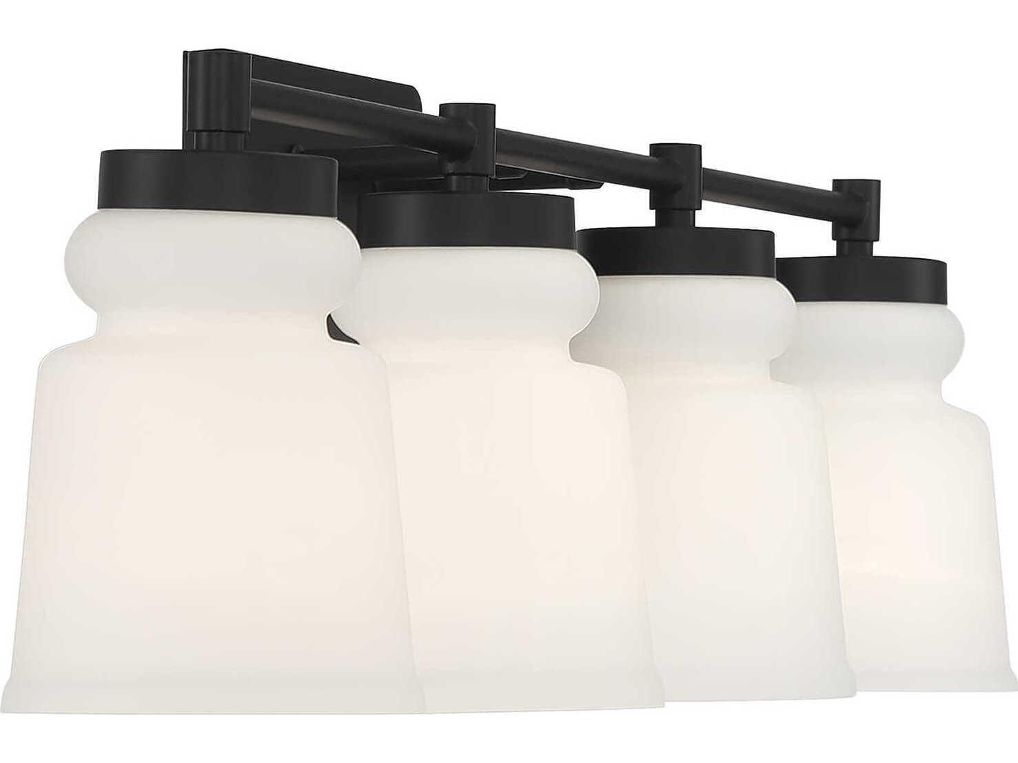 Savoy House Meridian 4-Light Matte Black Glass Vanity Light